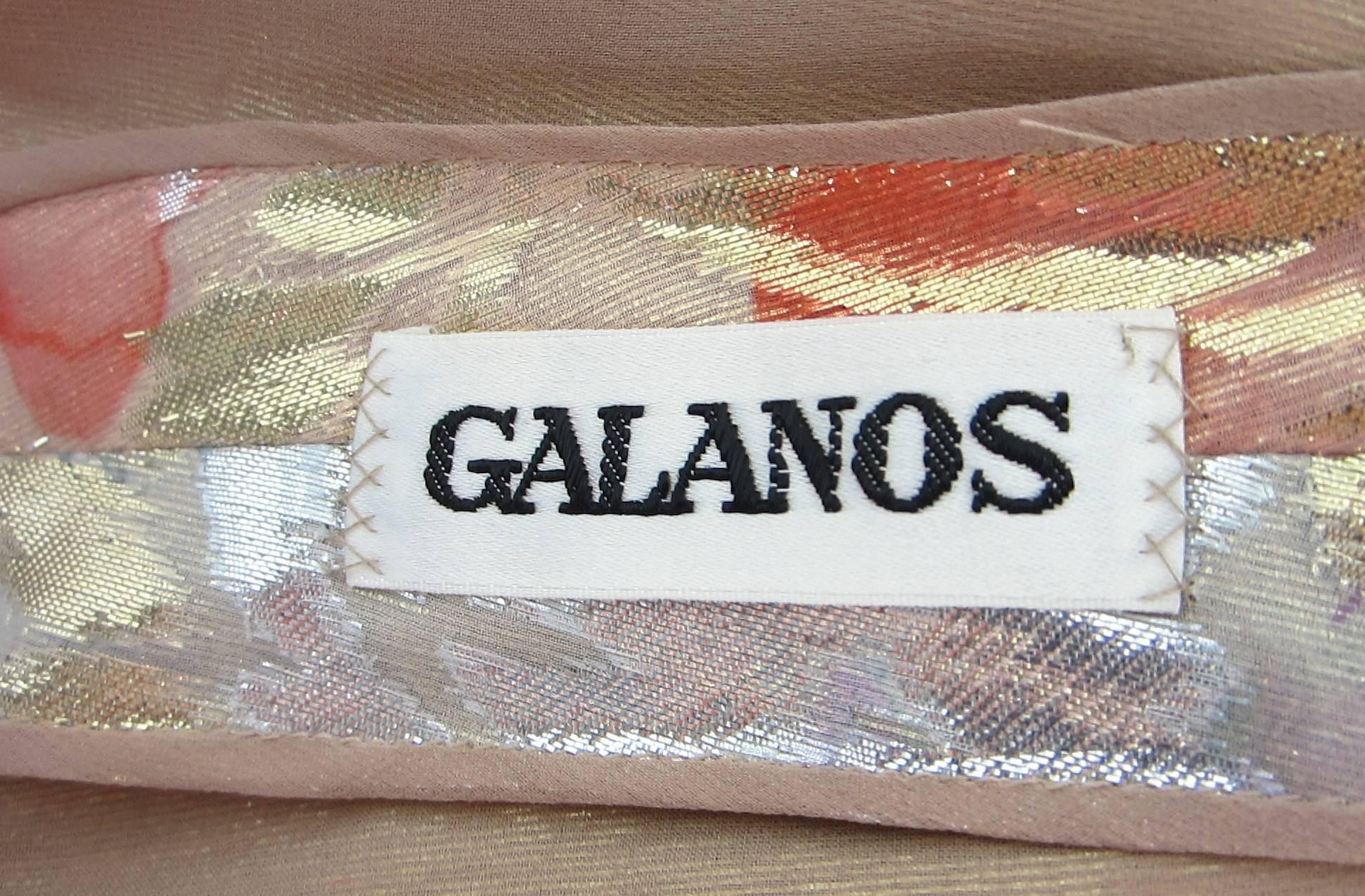  James Galanos Silk Metallic Floral Dress, 1960s Vintage  For Sale 1