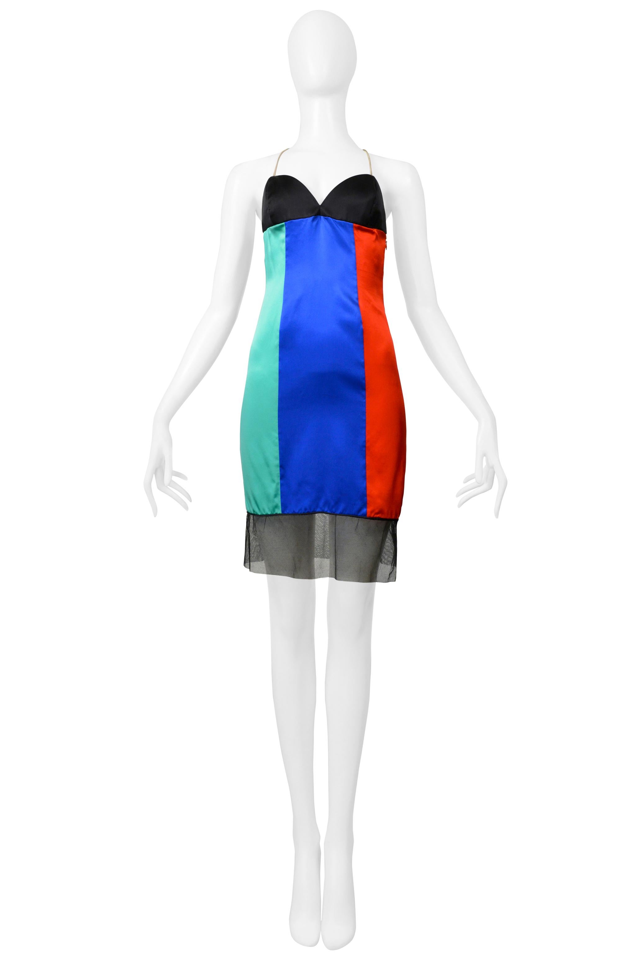 Gray James Galanos Tri-Color Fancy Carnival Slip Dress 1980s