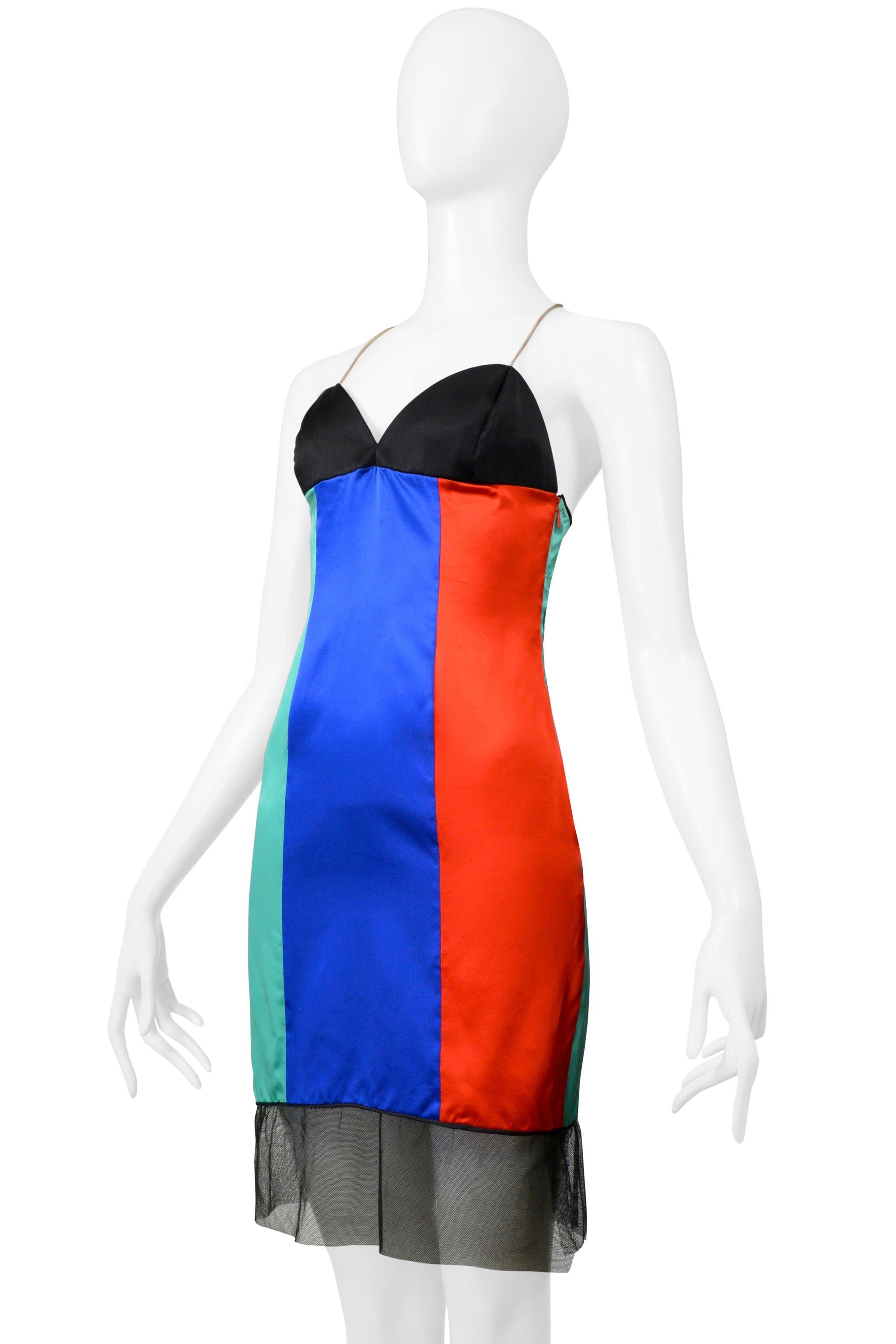 James Galanos Tri-Color Fancy Carnival Slip Dress 1980s In Excellent Condition In Los Angeles, CA