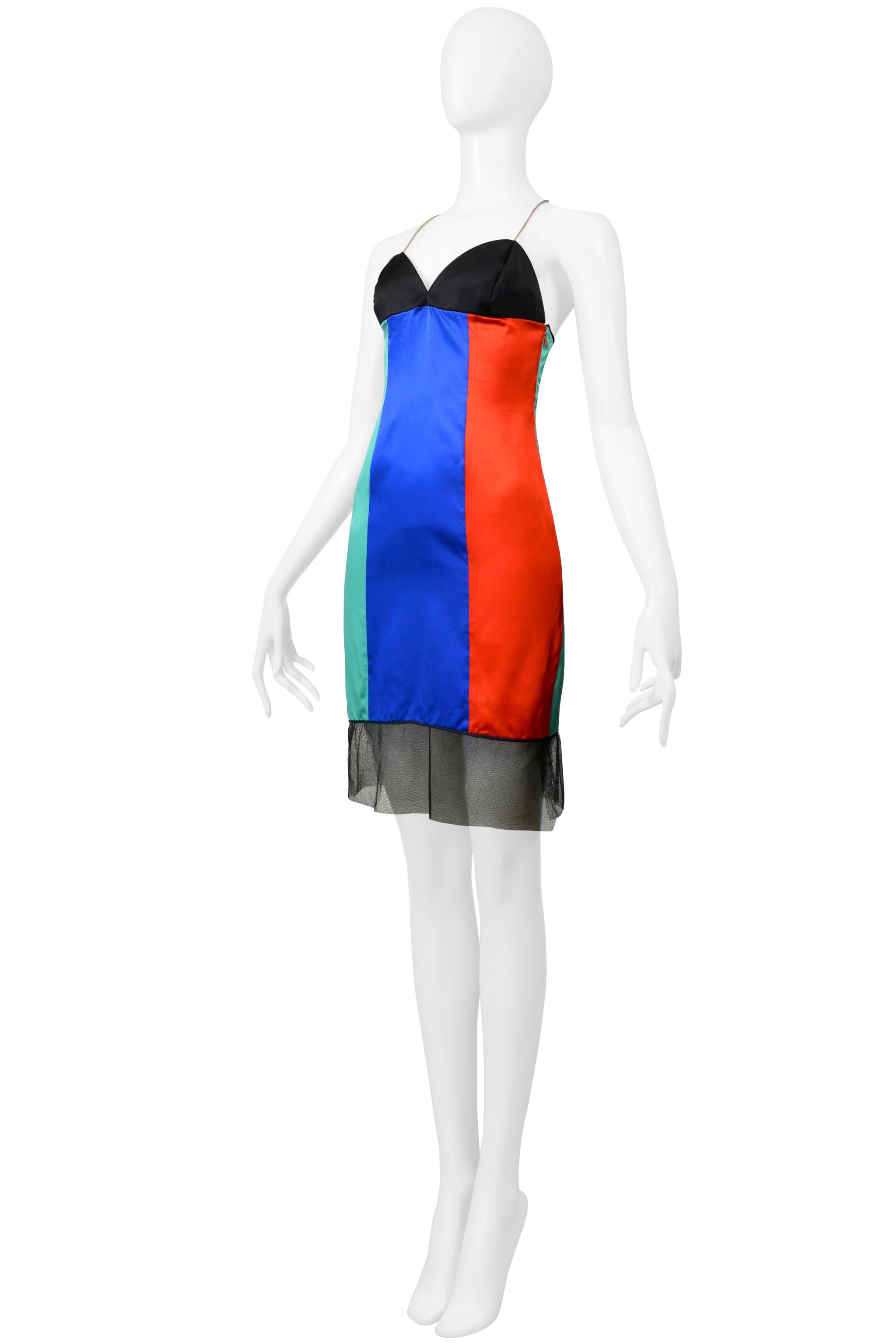 Women's James Galanos Tri-Color Fancy Carnival Slip Dress 1980s