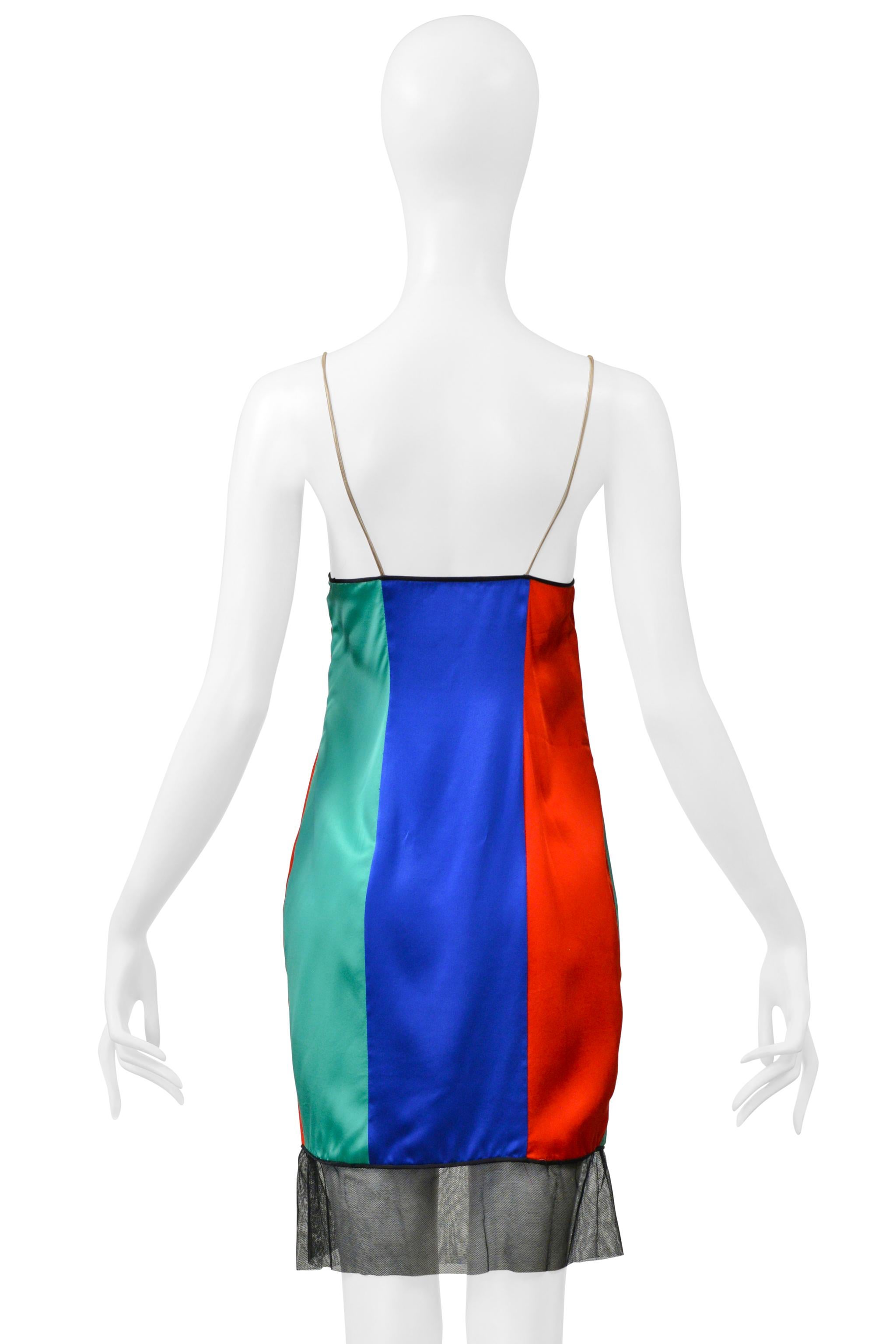 James Galanos Tri-Color Fancy Carnival Slip Dress 1980s 1