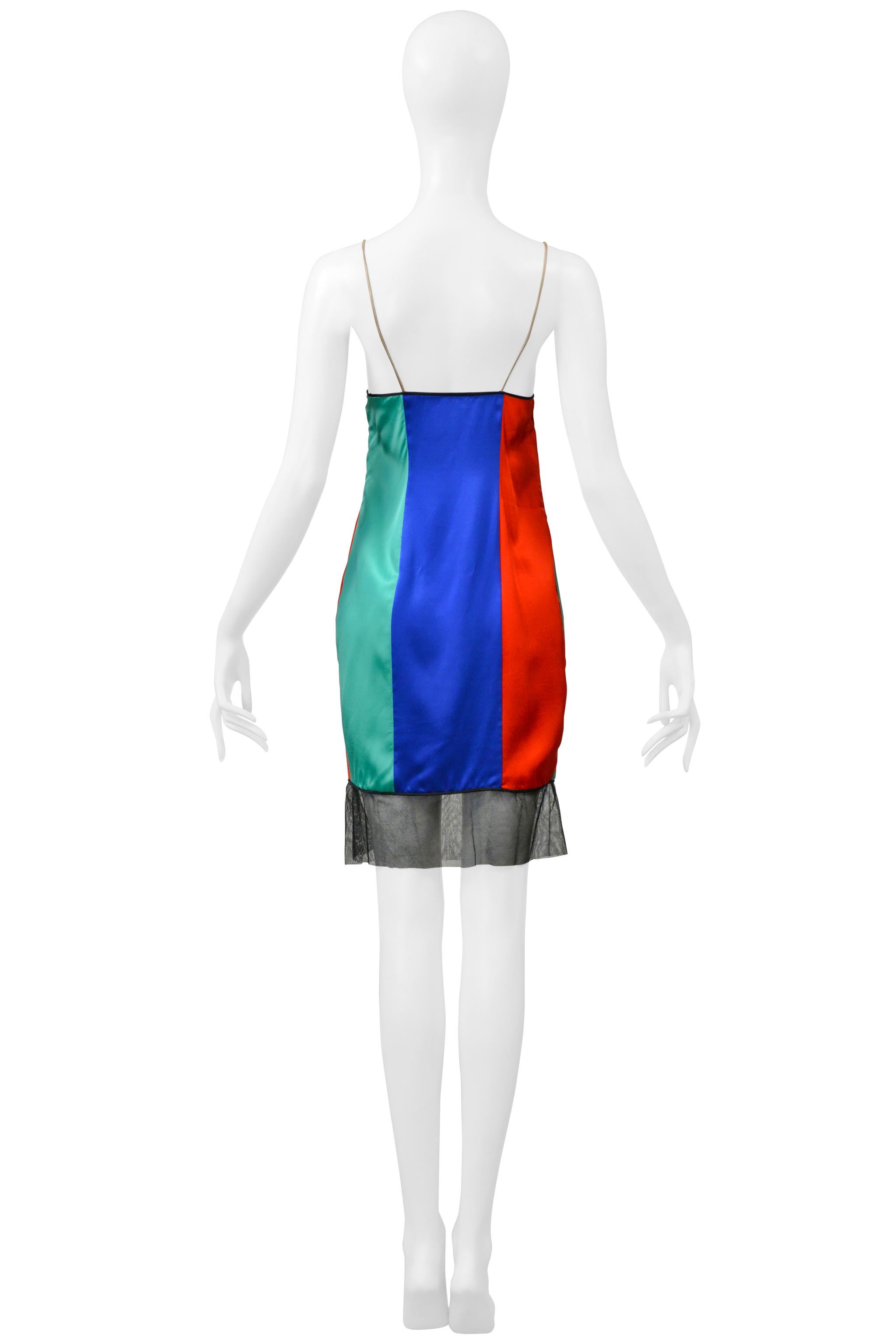 James Galanos Tri-Color Fancy Carnival Slip Dress 1980s 2