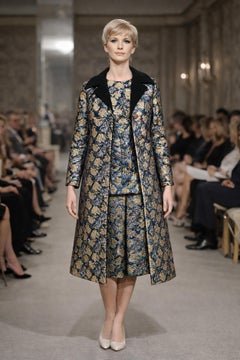 James Galanos Vintage 1960s Metallic Brocade 3pc Vest Top Skirt Set