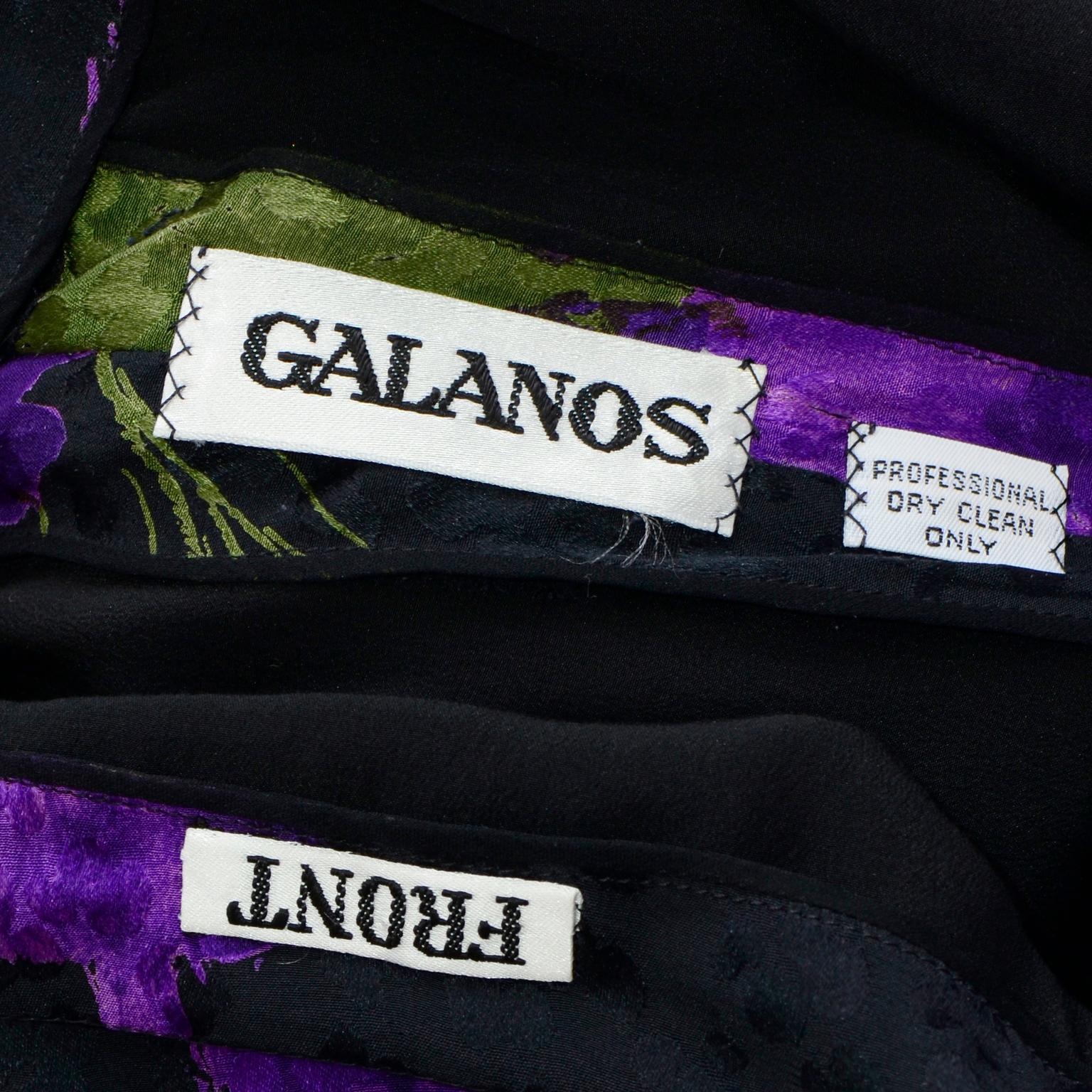 James Galanos Vintage Purple Tonal Silk Evening Dress W Black Organza Flower 4