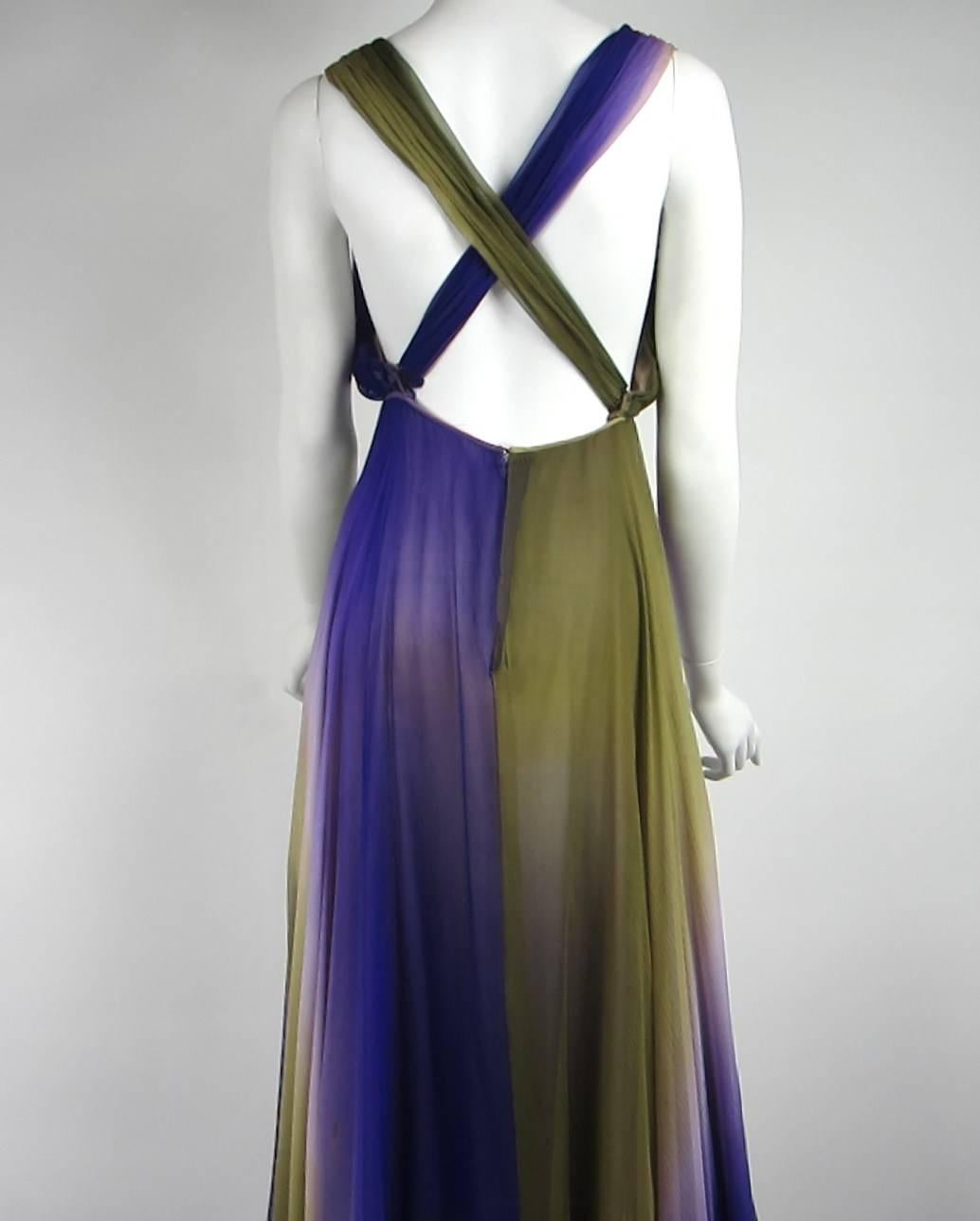 James Galanos Watercolor Chiffon Goddess gown 1970s  1