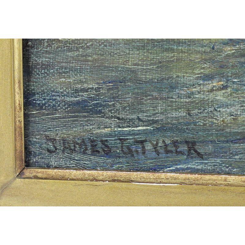 Peinture à l'huile de James Gale Tyler - Paysage avec ville fluviale Bon état - En vente à Gardena, CA
