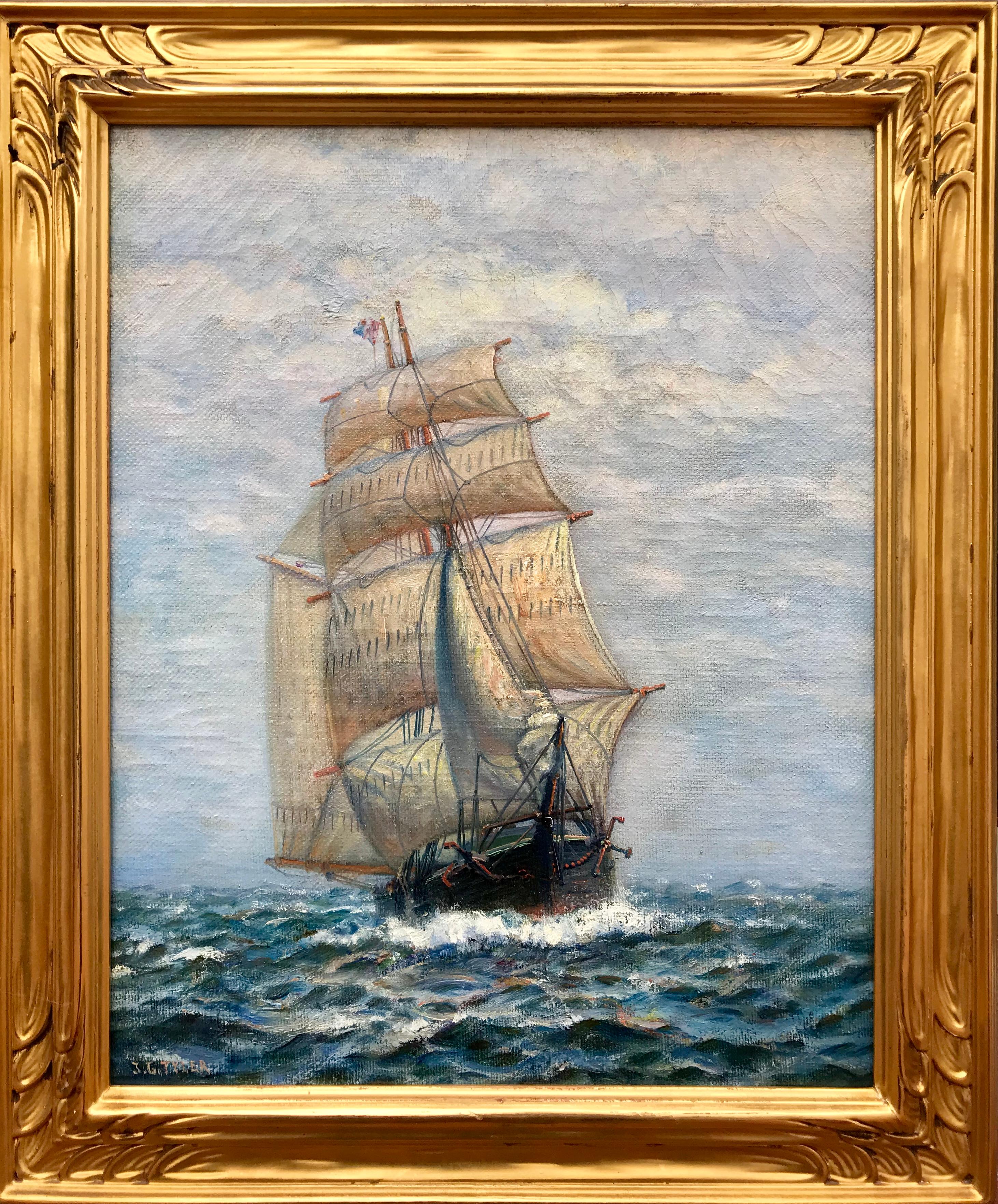 “Homeward Bound” - Gray Landscape Painting by James Gale Tyler