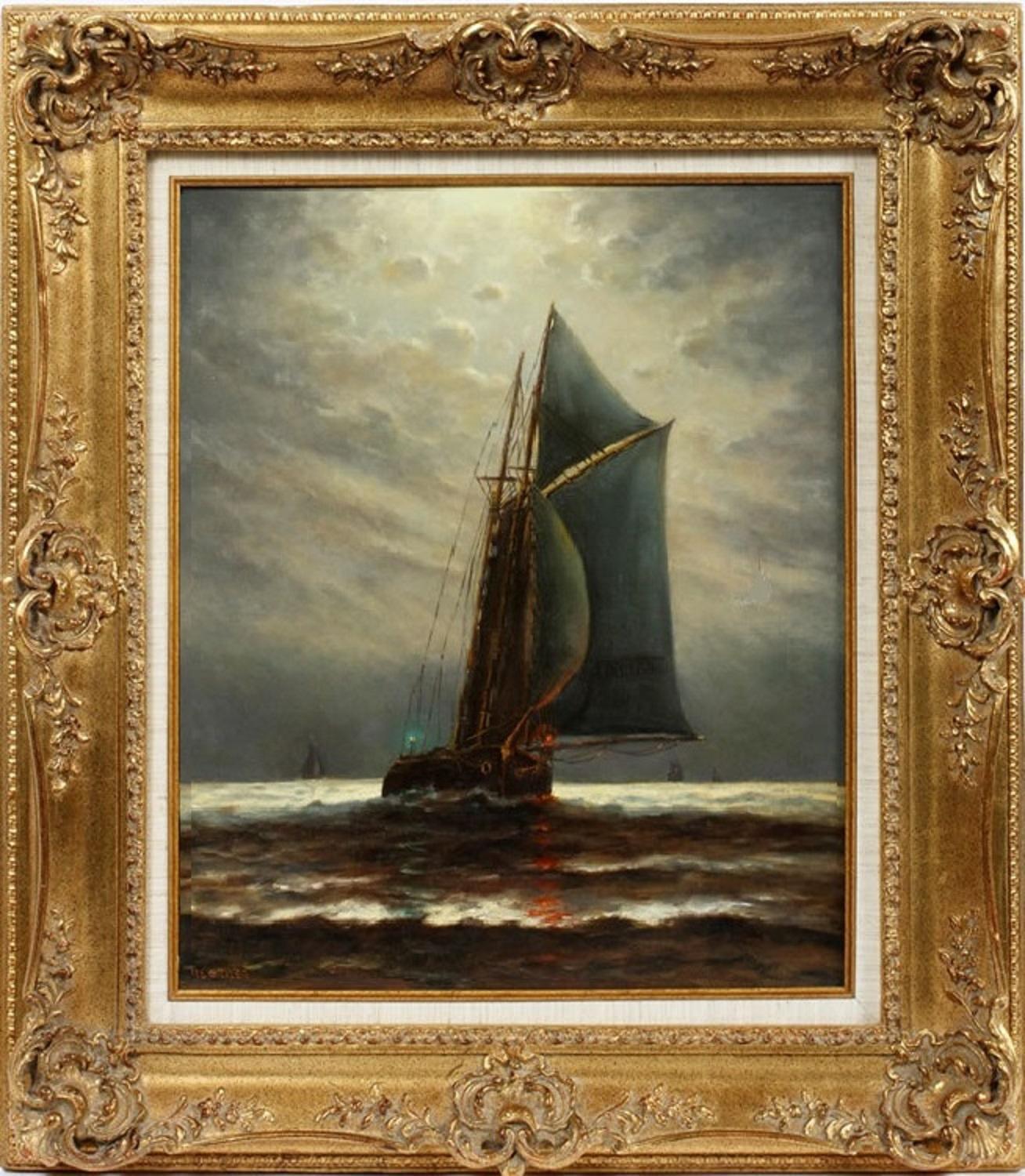 Moonlight Sailing - Painting by James Gale Tyler
