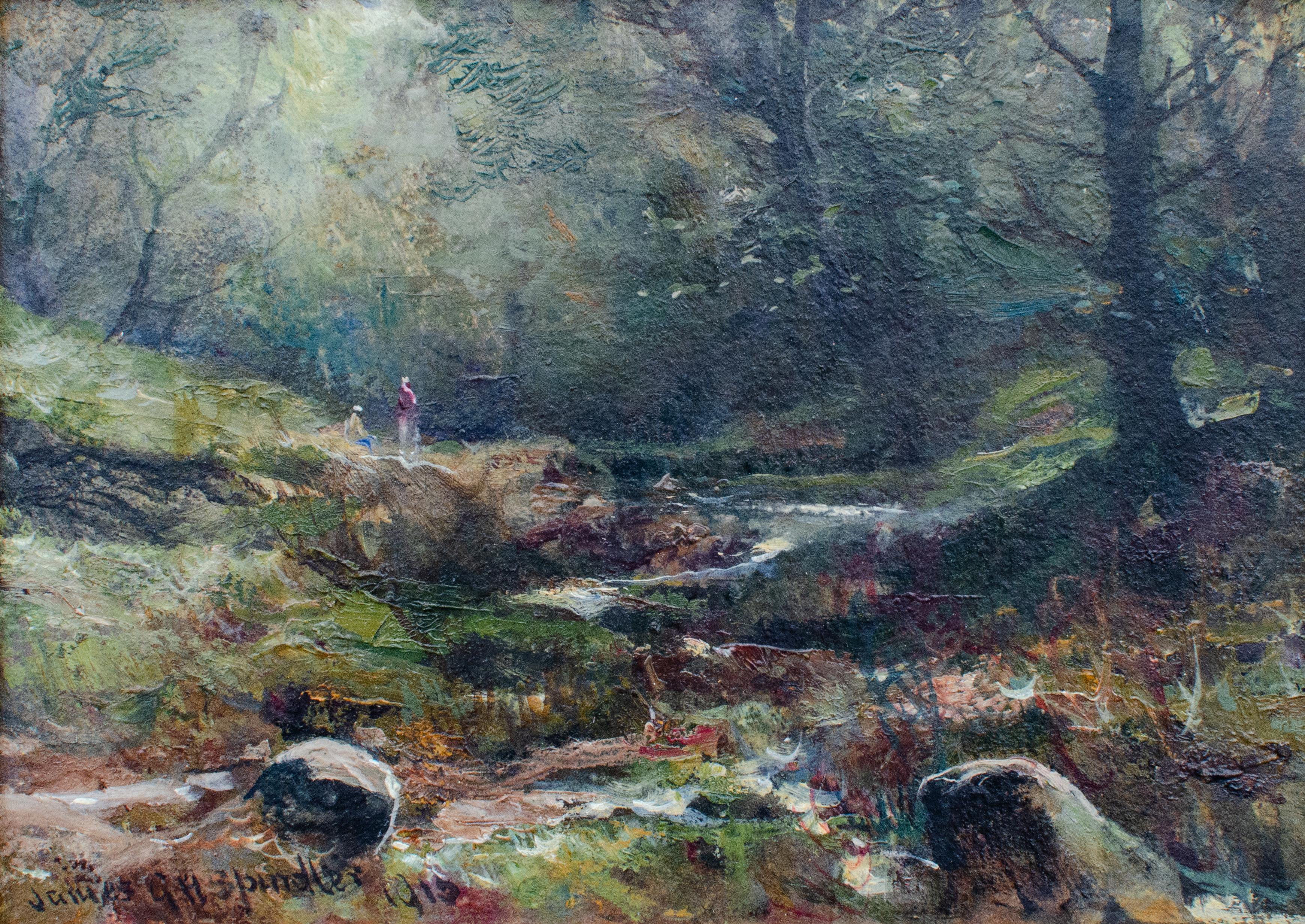 Charming Small-scale Landscape by James GH Spindler, Royal Scottish Academy - Painting by James G.H. Spindler