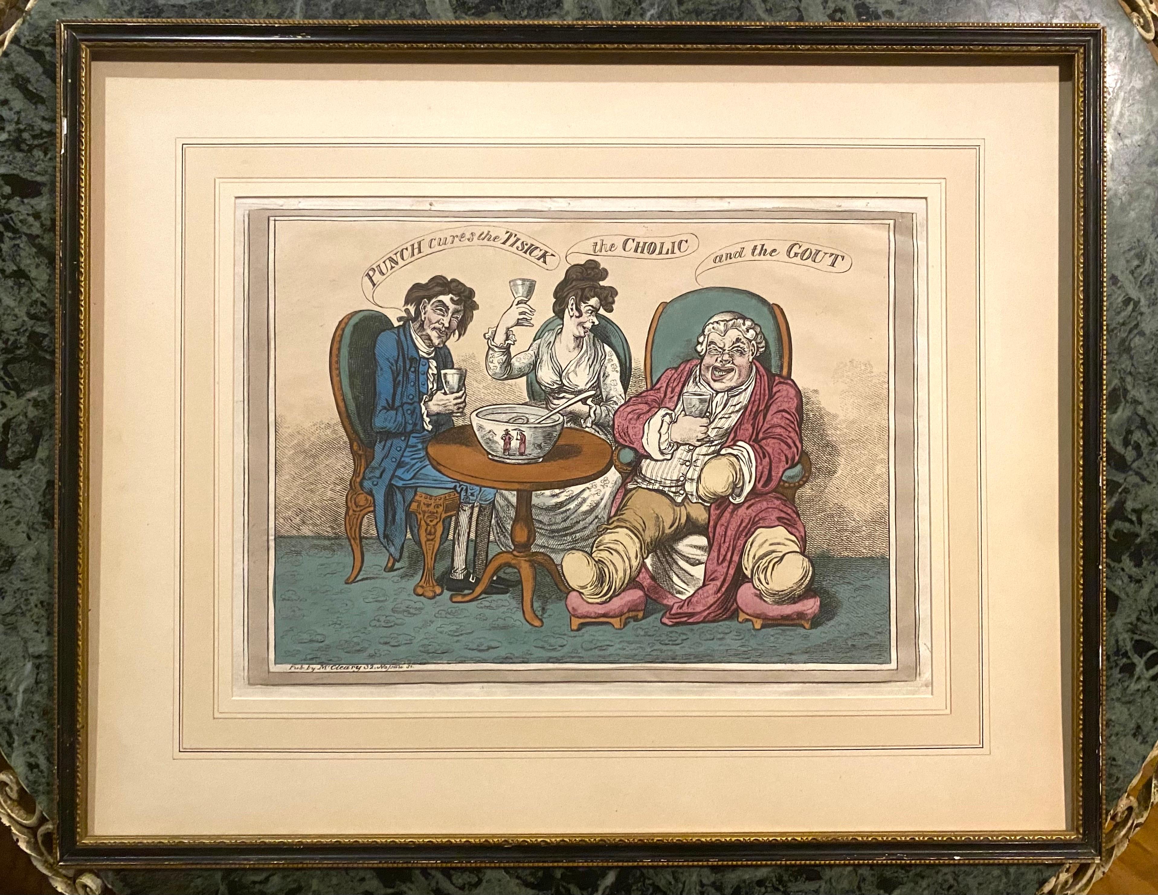 19th Century James Gillray (after) — “Punch Cures the Tisick, the Cholic, and the Gout” For Sale