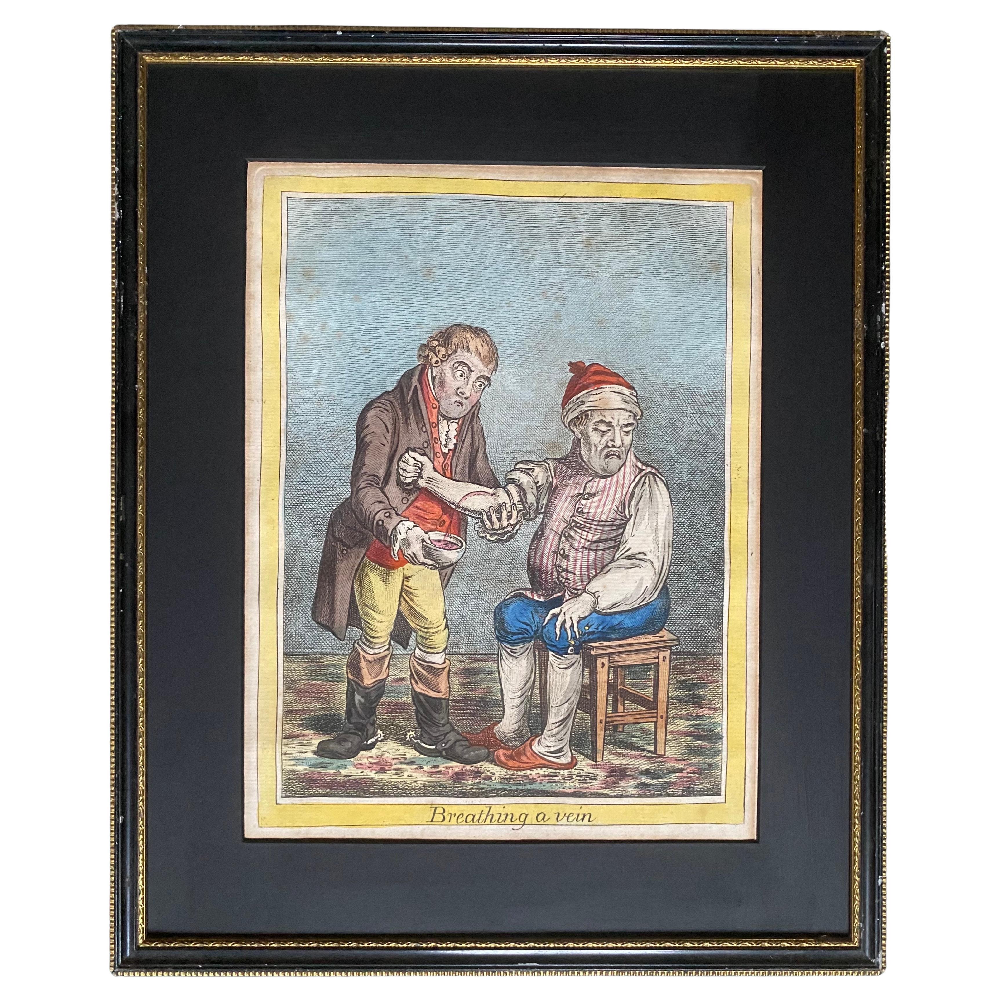 James Gillray -Breathing a Vein- Hand-coloured etching Humphrey edition 1804