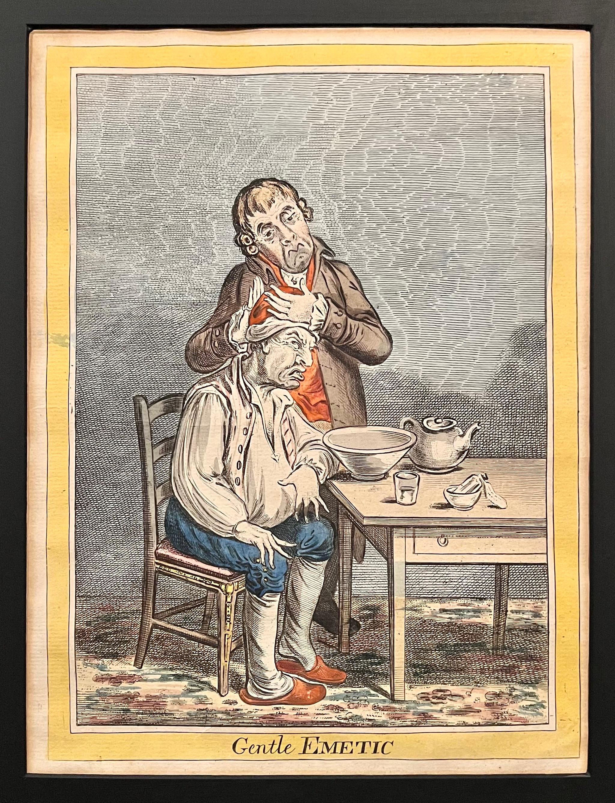 Georgian James GILLRAY – Gentle Emetic – hand-coloured etching - Humphrey edition 1804 For Sale