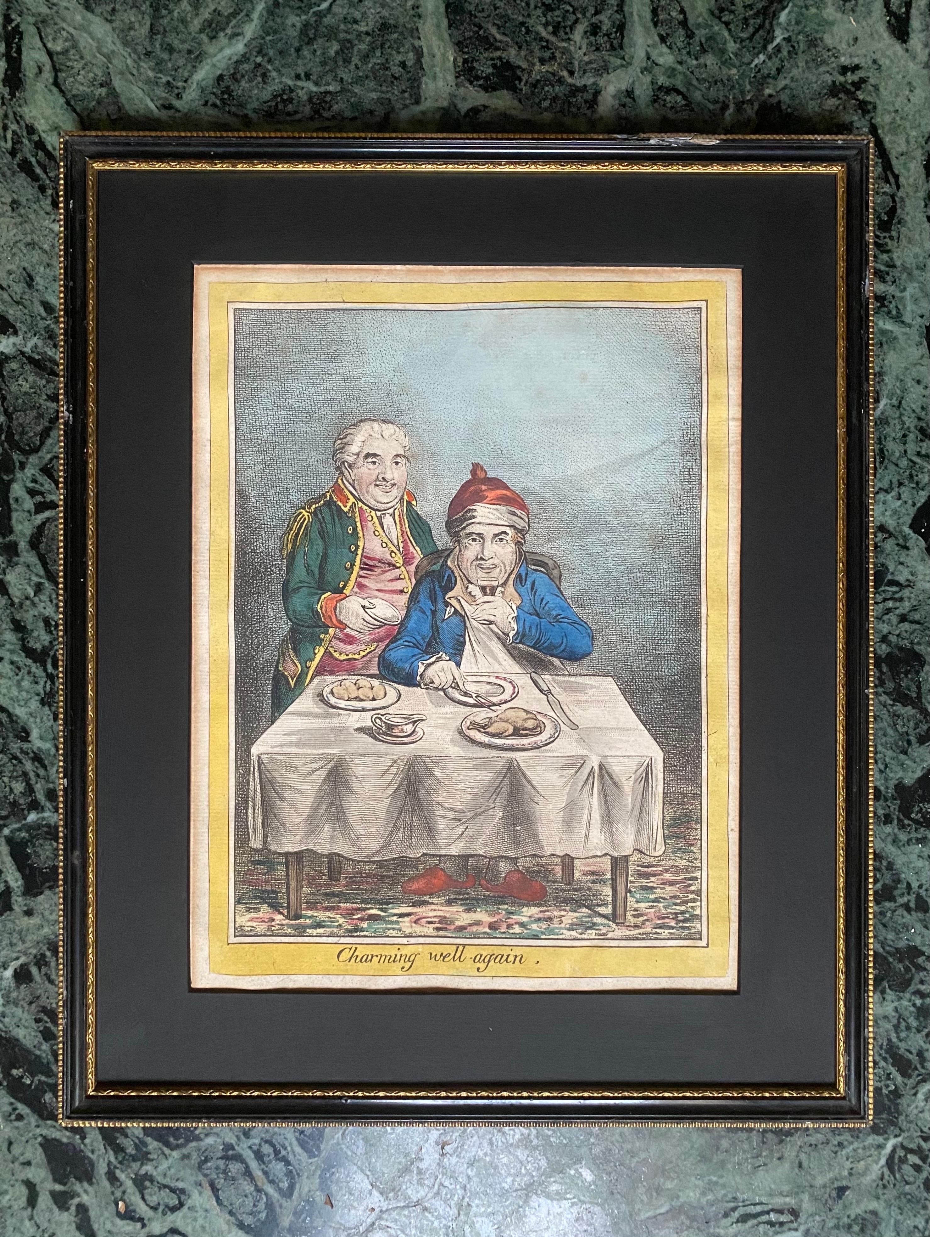 James GILLRAY - Charming-well again - Humphrey Edition 1804 handkolorierte Radierung (19. Jahrhundert) im Angebot