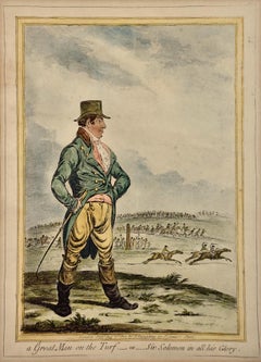 "Un grande uomo sul tappeto erboso": Un'acquaforte colorata a mano di James Gillray del XIX secolo