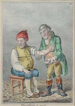 "Breathing A Vein" - Early 19th Century Figurative Caricature Illustration
