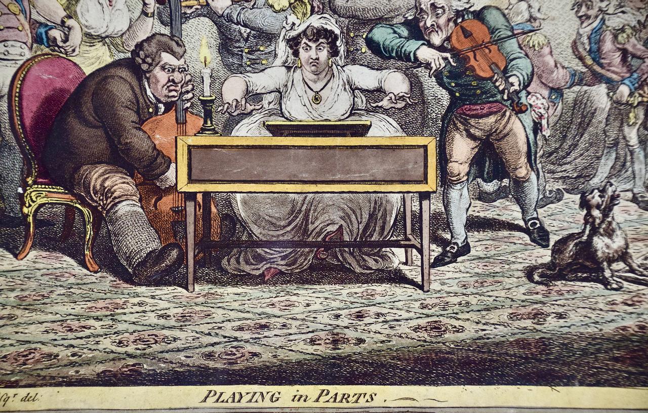 „Spielen in Teilen“: Ein handkoloriertes Musikkarikat von James Gillray aus dem 19. Jahrhundert im Angebot 5