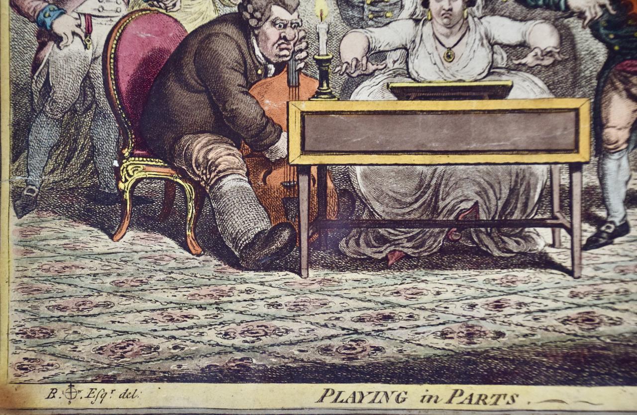 „Spielen in Teilen“: Ein handkoloriertes Musikkarikat von James Gillray aus dem 19. Jahrhundert im Angebot 6