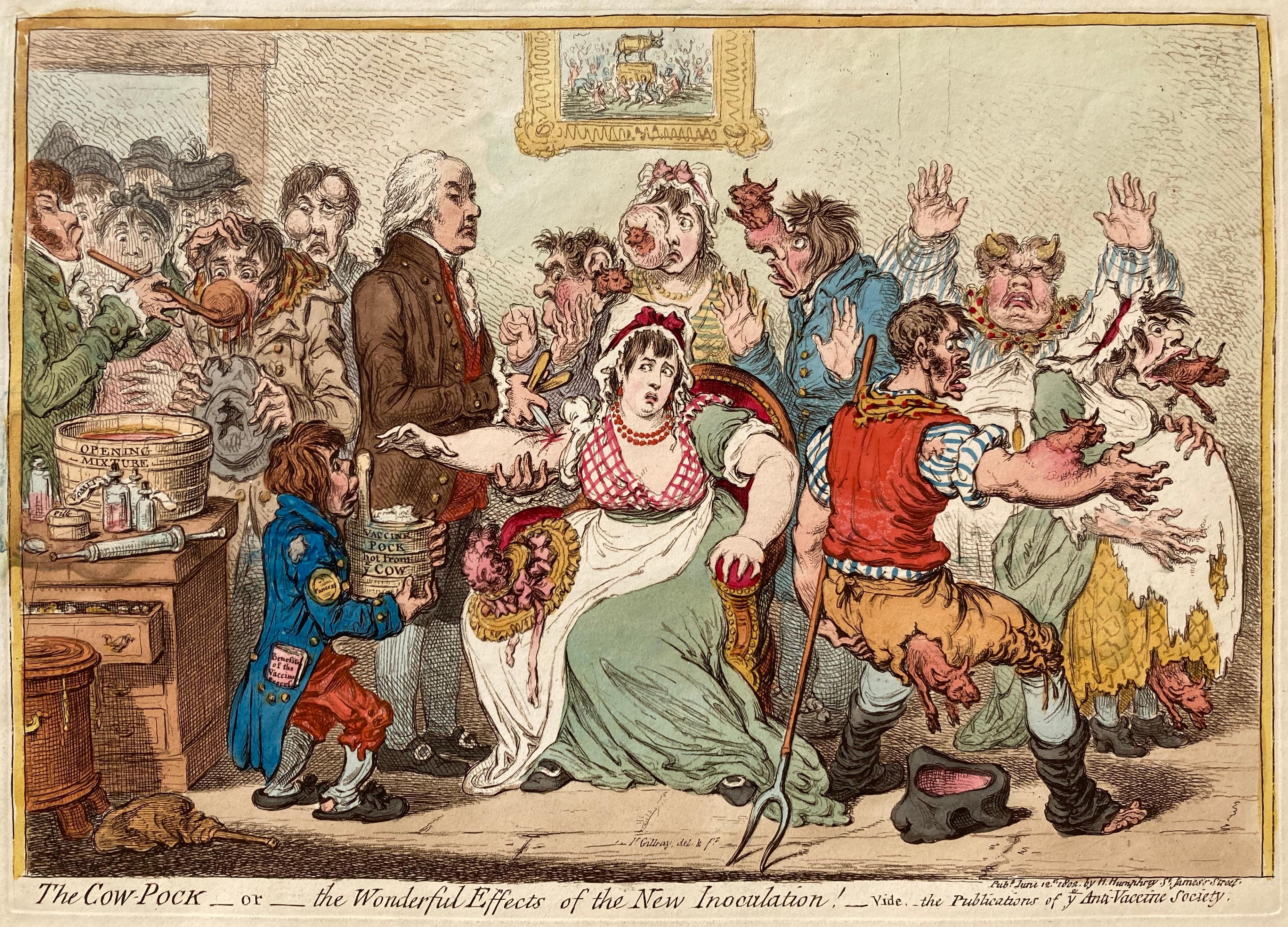 James Gillray Figurative Print - THE COW POCK - or – The Wonderful effects of the New Inoculation