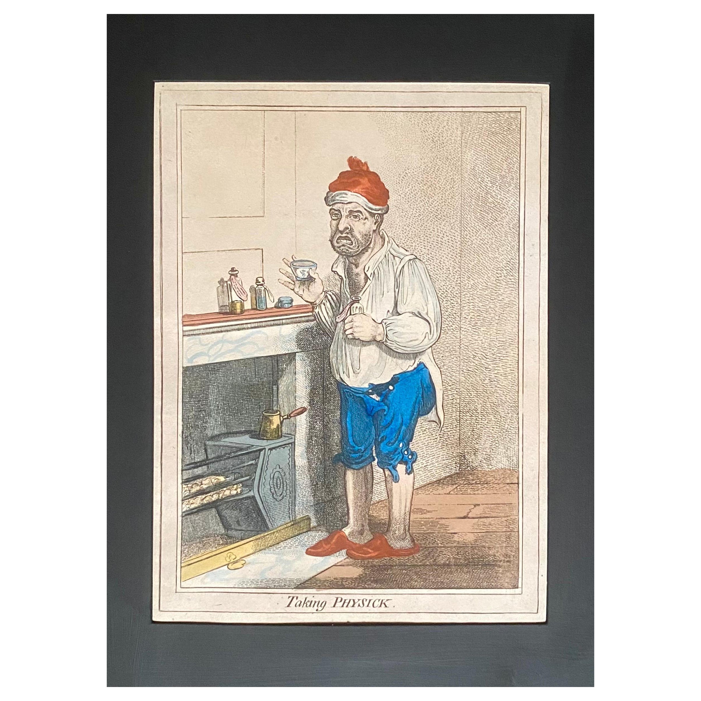 James Gillray – Taking Physick - Hand-colored etching - 1800