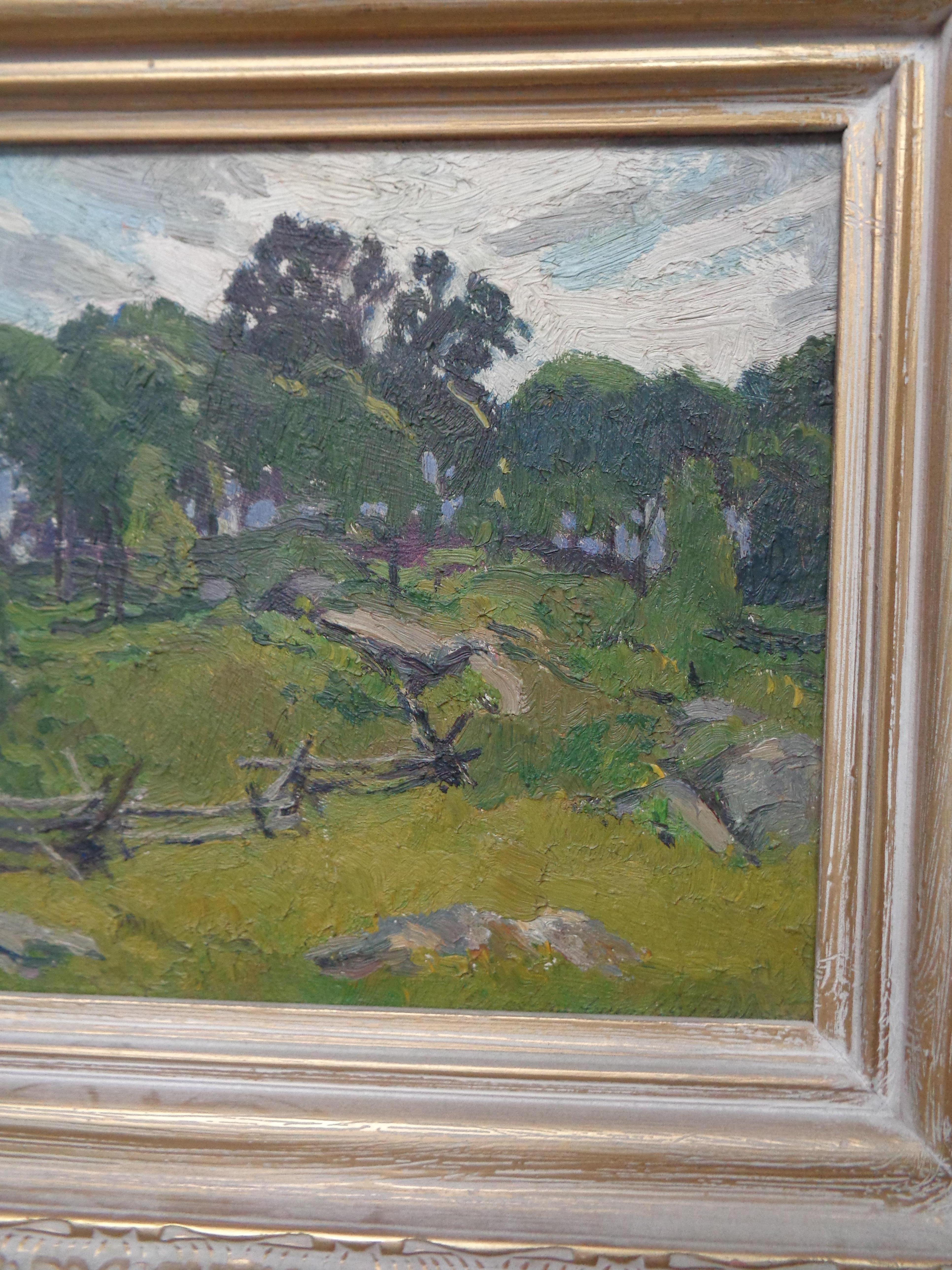  American Impressionist James Goodwin McManus CT Oil Painting Summer Landscape For Sale 1