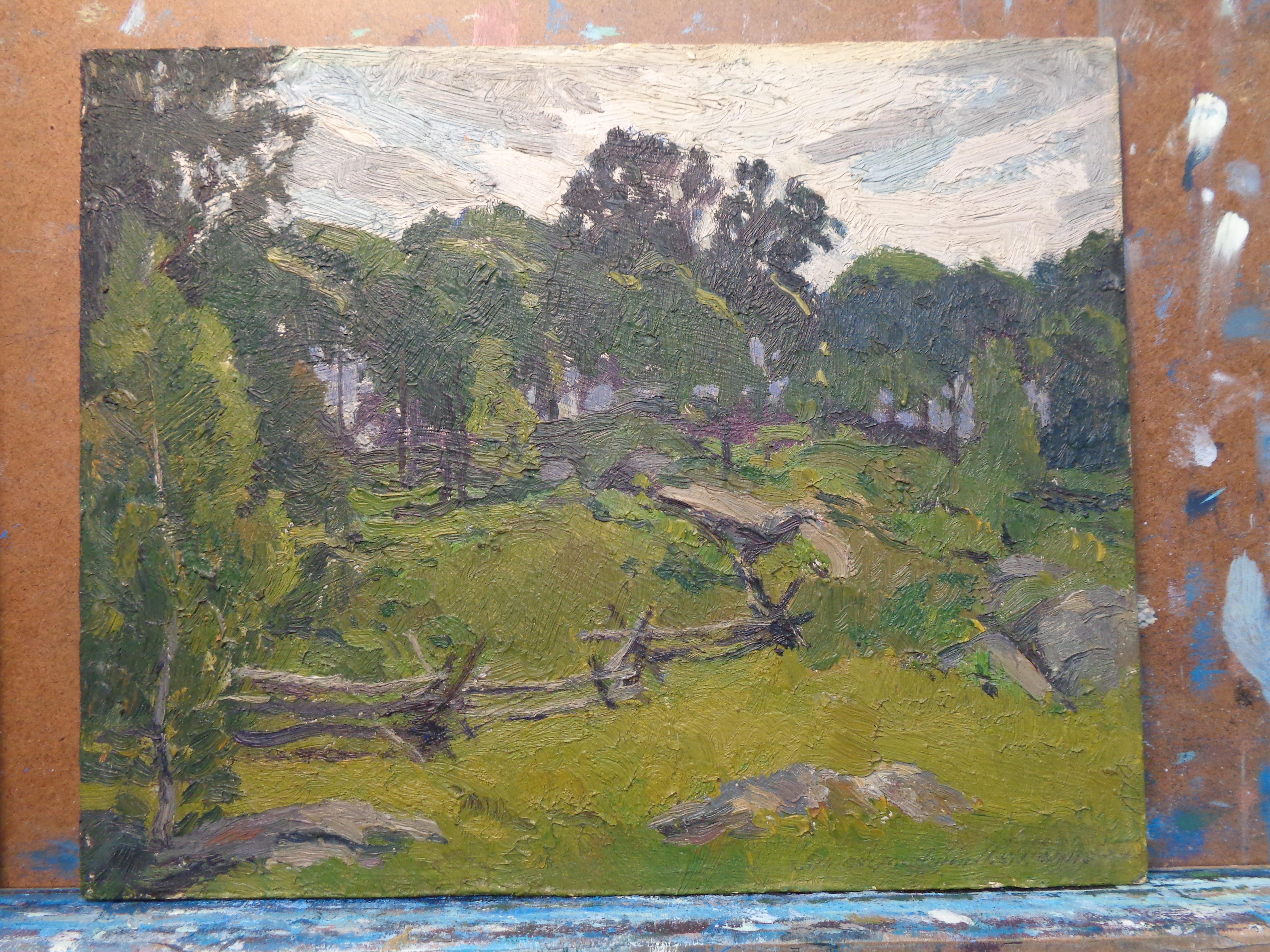  American Impressionist James Goodwin McManus CT Oil Painting Summer Landscape For Sale 6