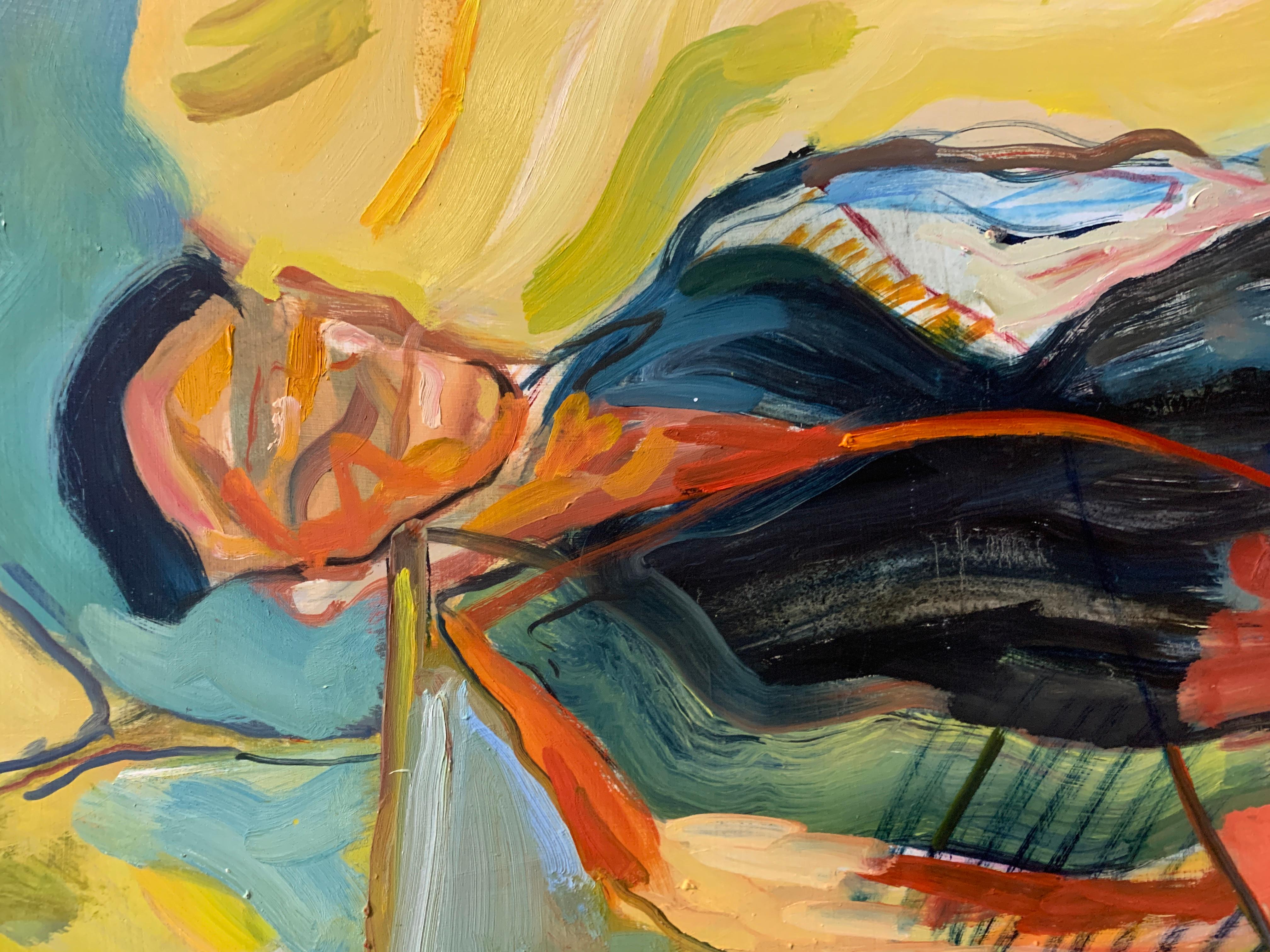 Couple - Brown Abstract Painting by James Gordaneer
