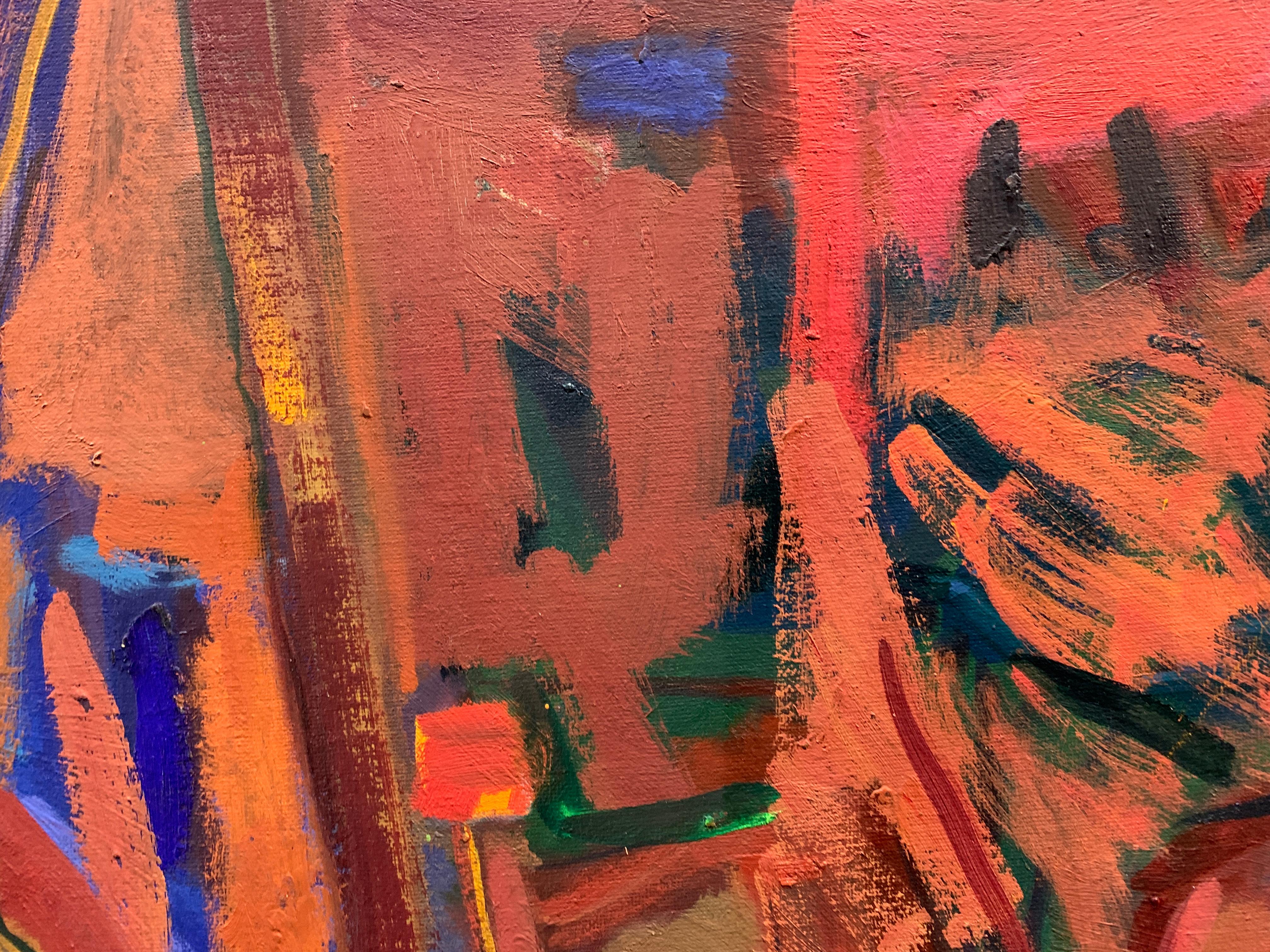 Meares and Cook, Victoria - Pink Abstract Painting by James Gordaneer