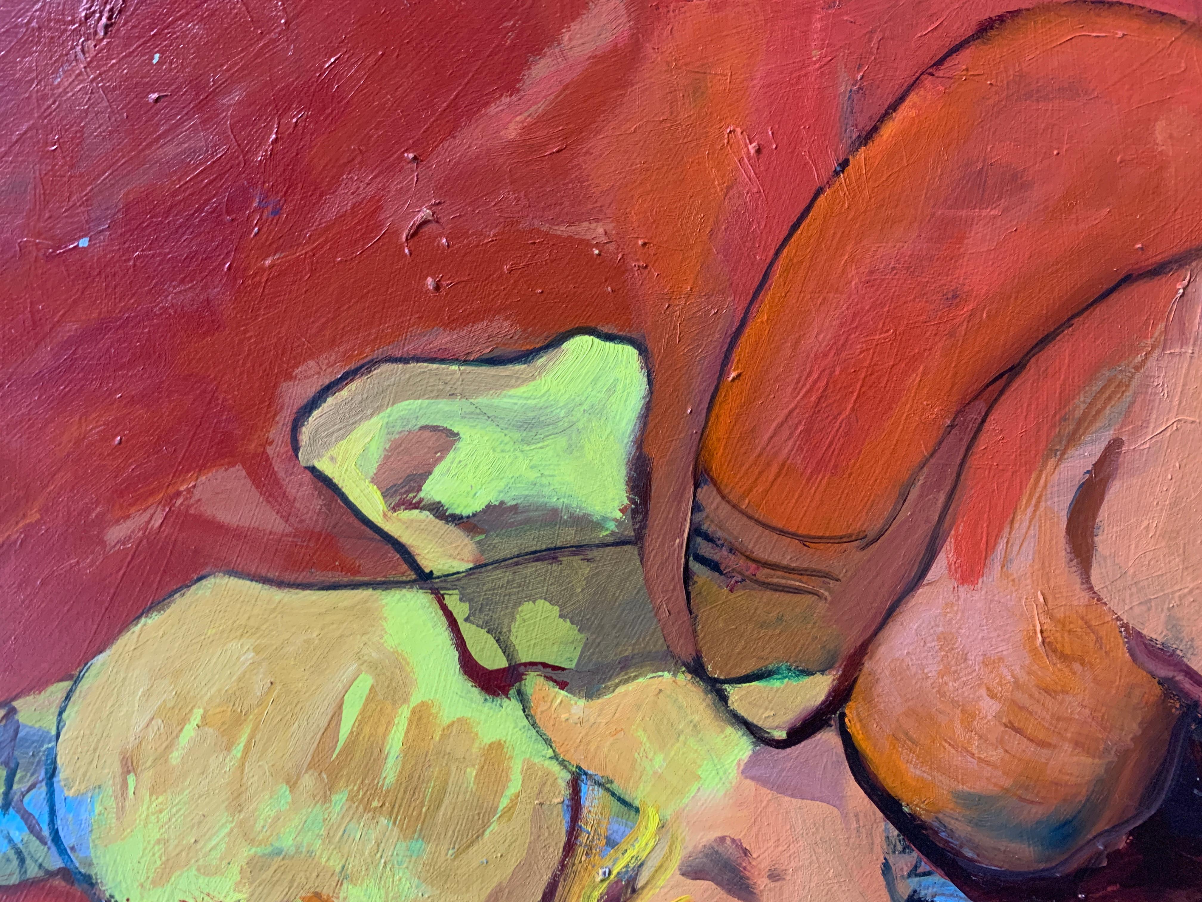 Sleeper Hold (Original) - Brown Abstract Painting by James Gordaneer