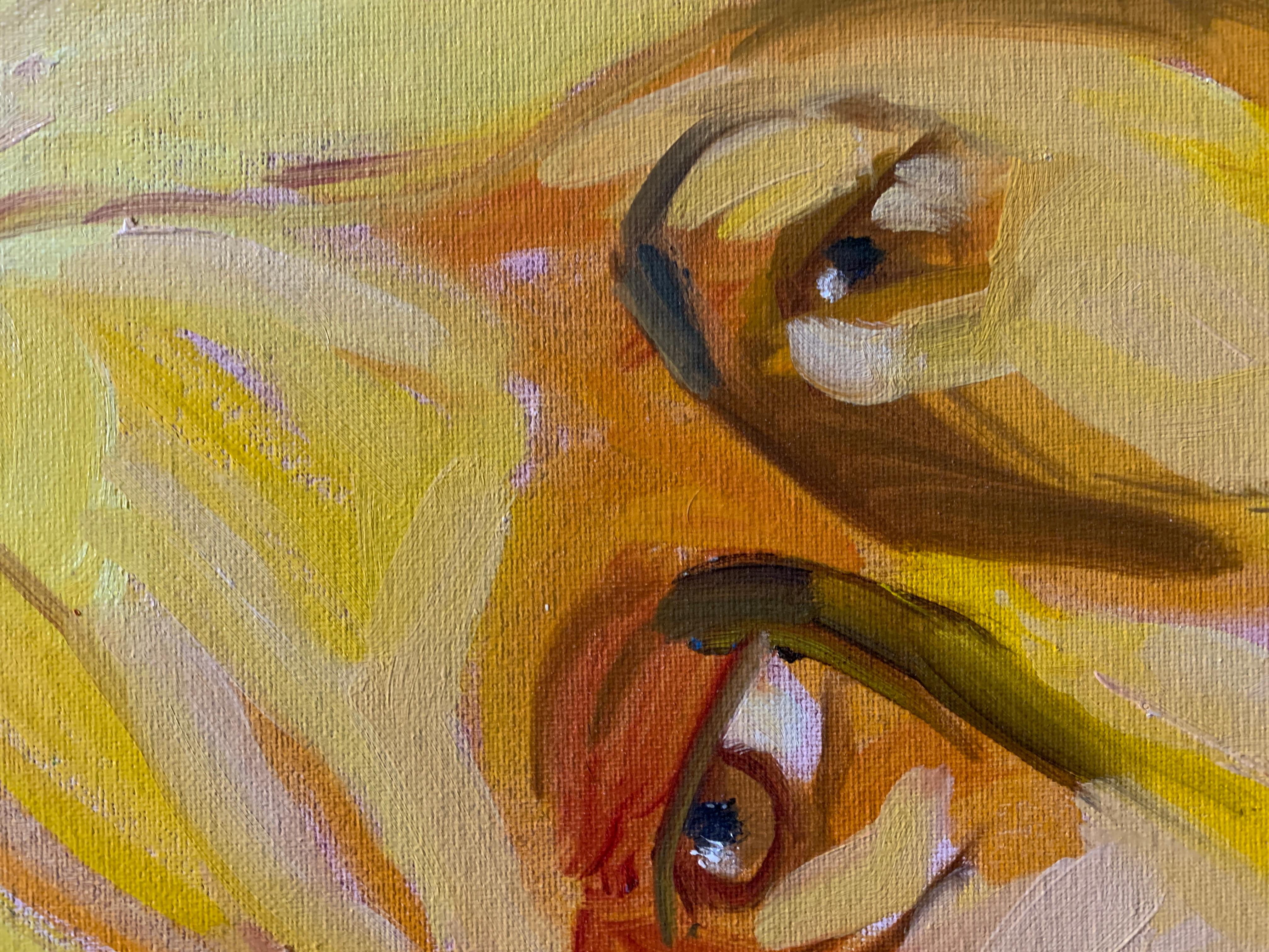 Yolanda (Original) - Orange Figurative Painting by James Gordaneer