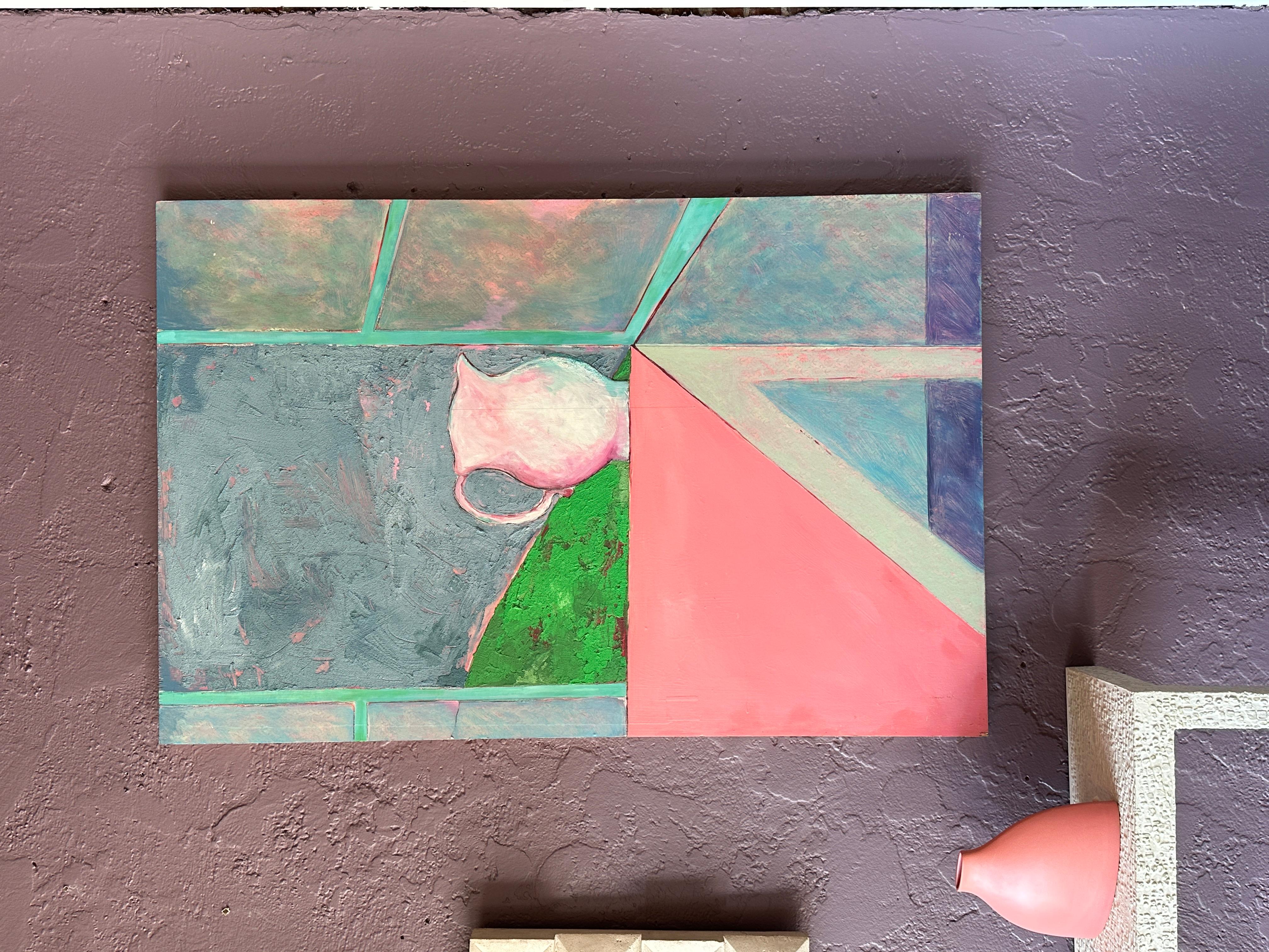 Grande nature morte bleue et rose - Peinture acrylique sur contreplaqué par James Grant en vente 3
