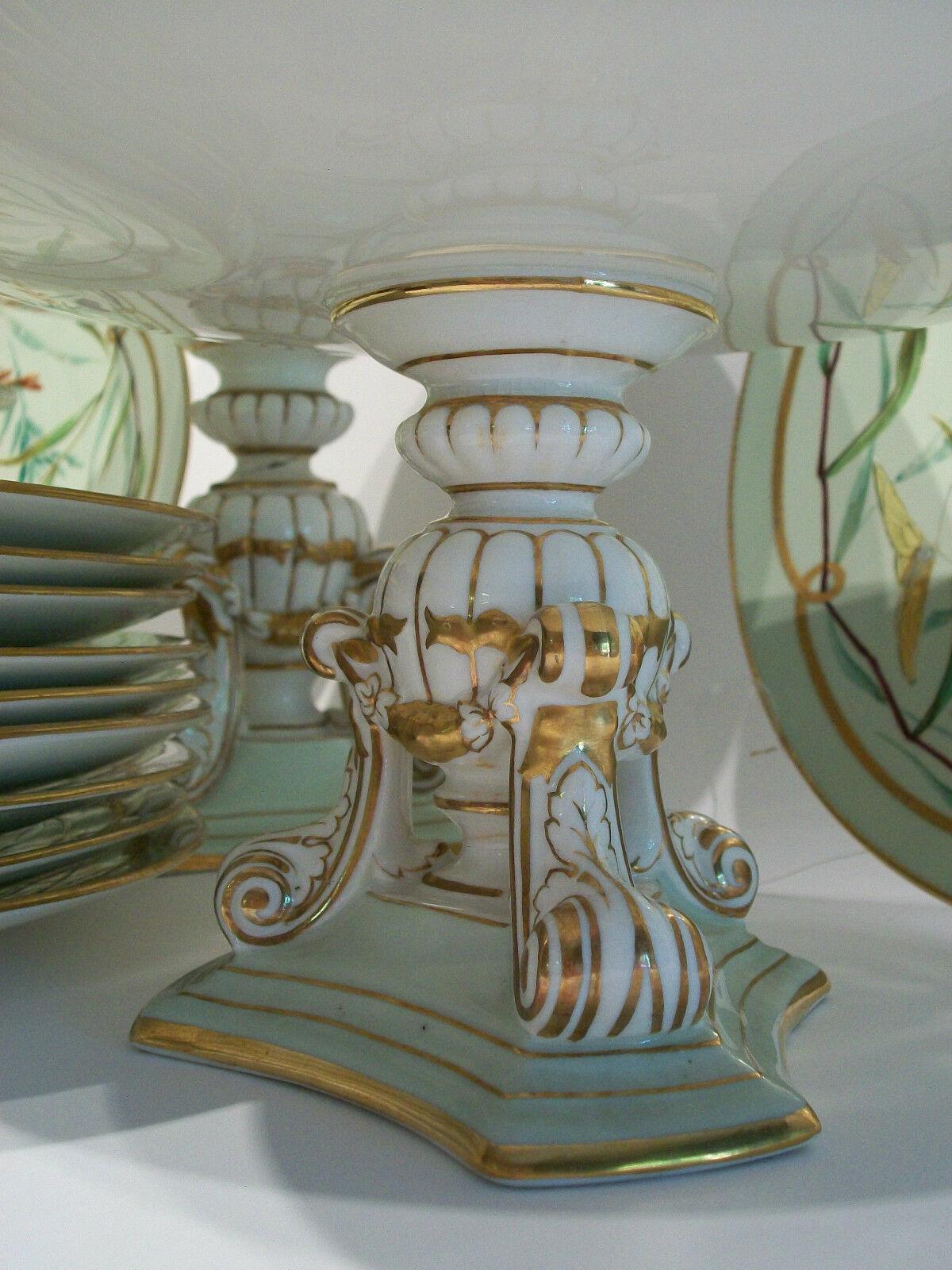 Ceramic James Green & Nephew, Porcelain Dessert Service with Butterflies, circa 1870