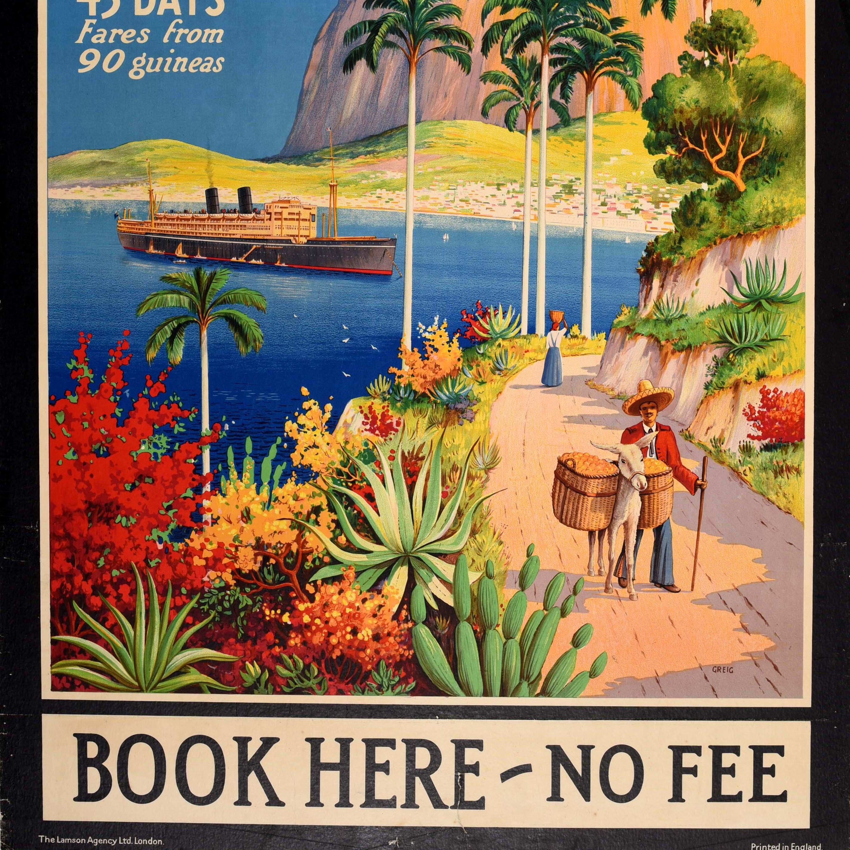 Original Vintage Travel Poster P&O Viceroy Of India Gibraltar Winter Cruise Ship For Sale 1