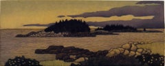 Corea Harbor, color mezzotint of Maine Coastline by James Groleau