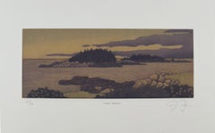 Corea Harbor, mezzotint of coastal Maine by James Groleau