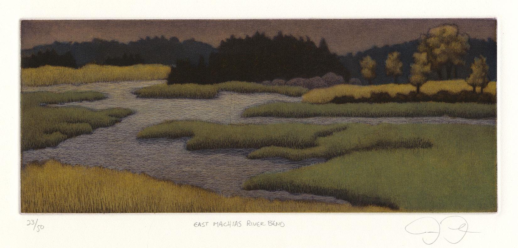 East Machias River Bend (a river in Washington County, Maine) - Contemporary Print by James Groleau