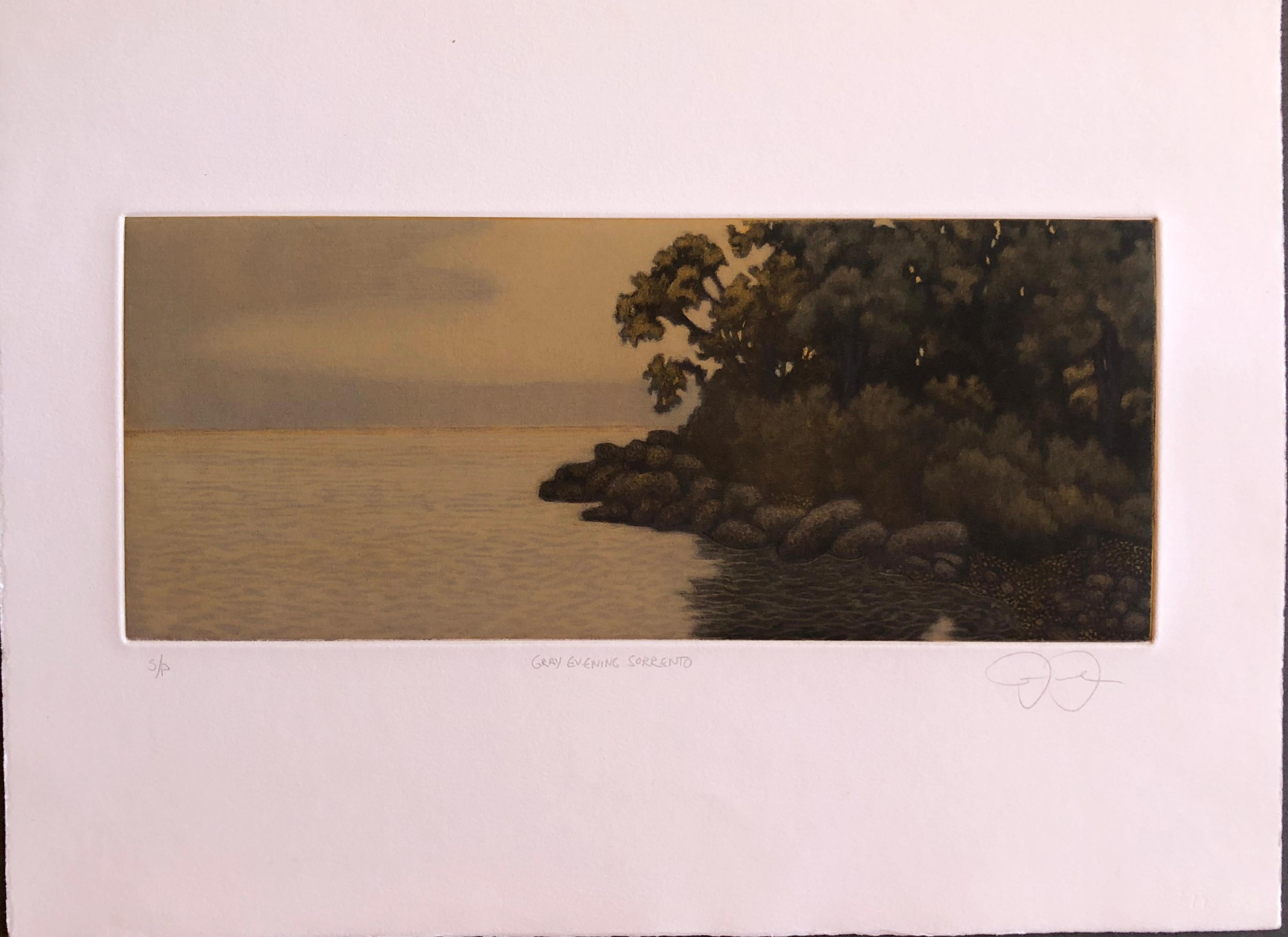Gray Evening Sorrento - Brown Landscape Print by James Groleau