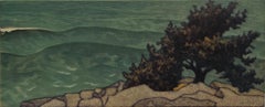 Lone Tree Schoodic Point, mezzotint print of Maine coastline