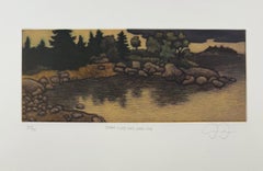 Nube de tormenta sobre Cala de Arena,  mezzotinta de la costa de Maine por James Groleau