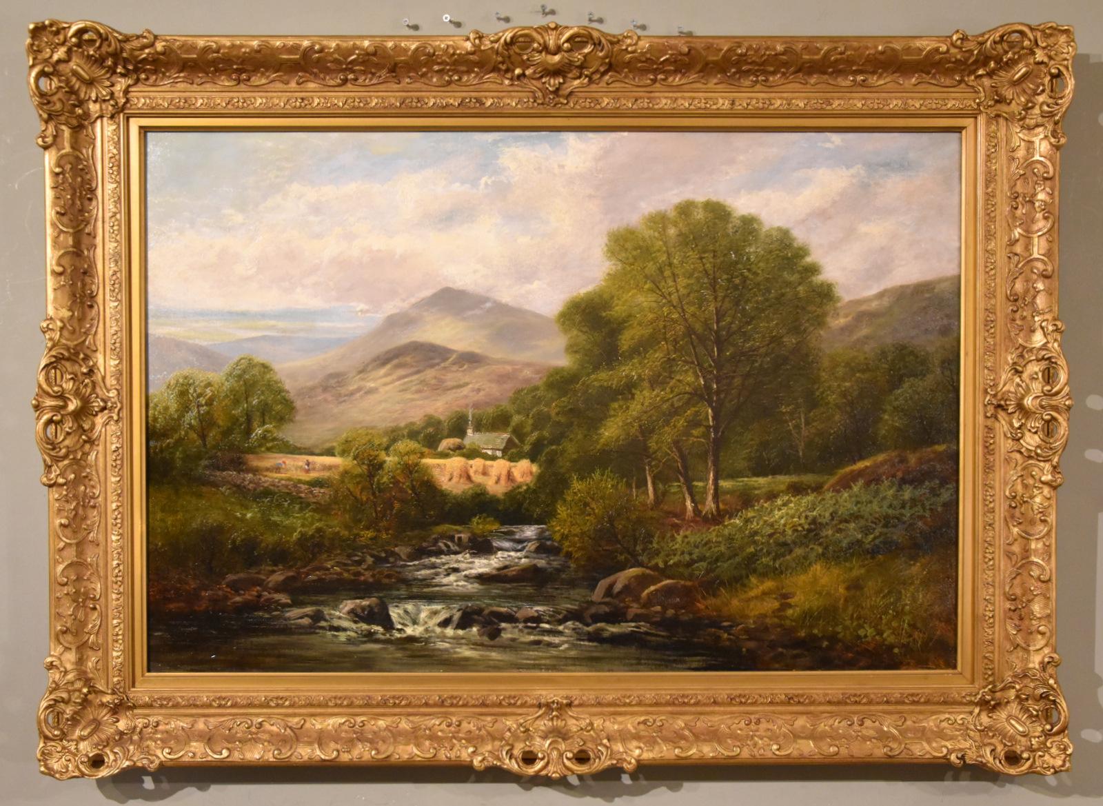 Ölgemälde von James Gunson Atkinson "In der Nähe von Ulpha Kirk House am Fluss Duddon