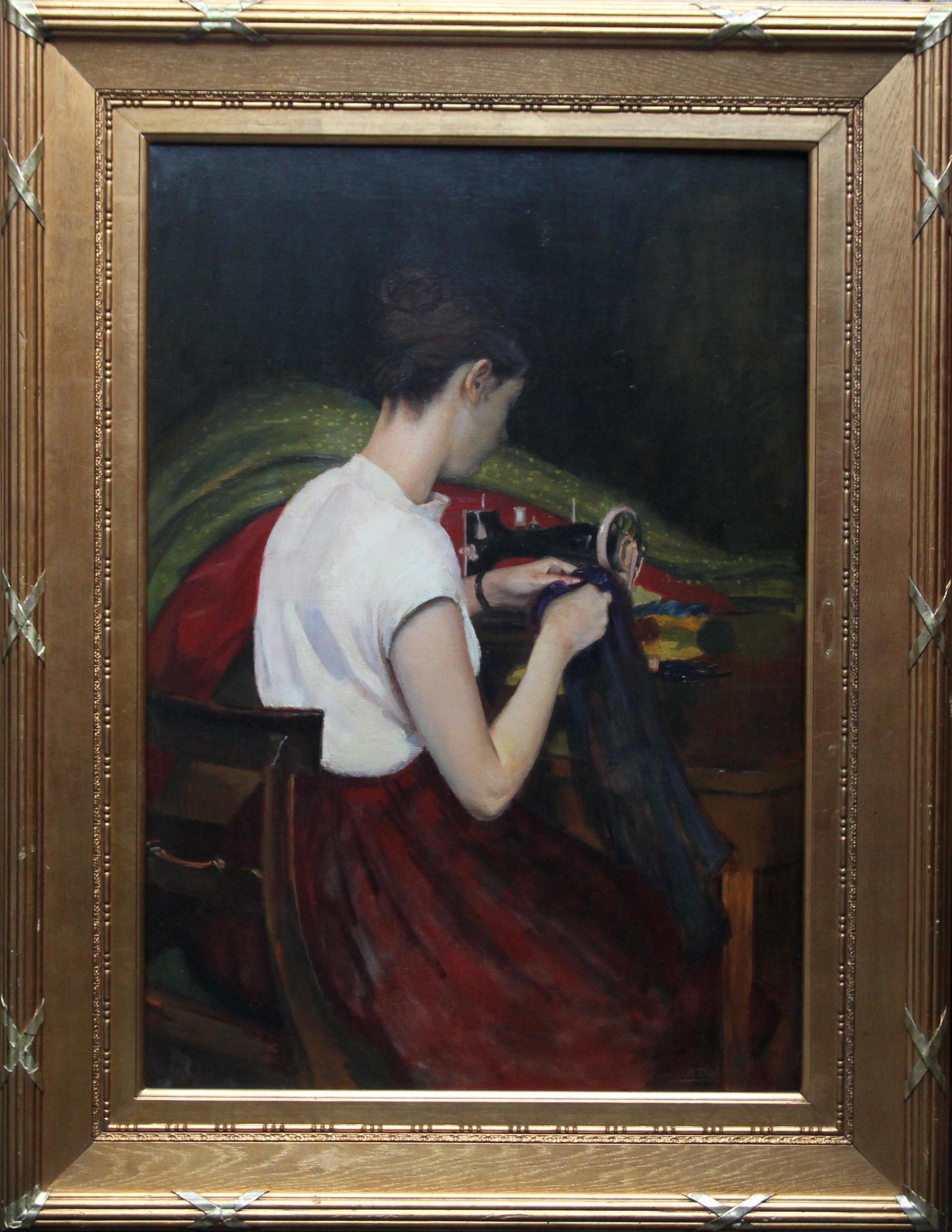 Portrait of a Seamstress -Scottish 1900 Glasgow Boy female portrait oil painting 2