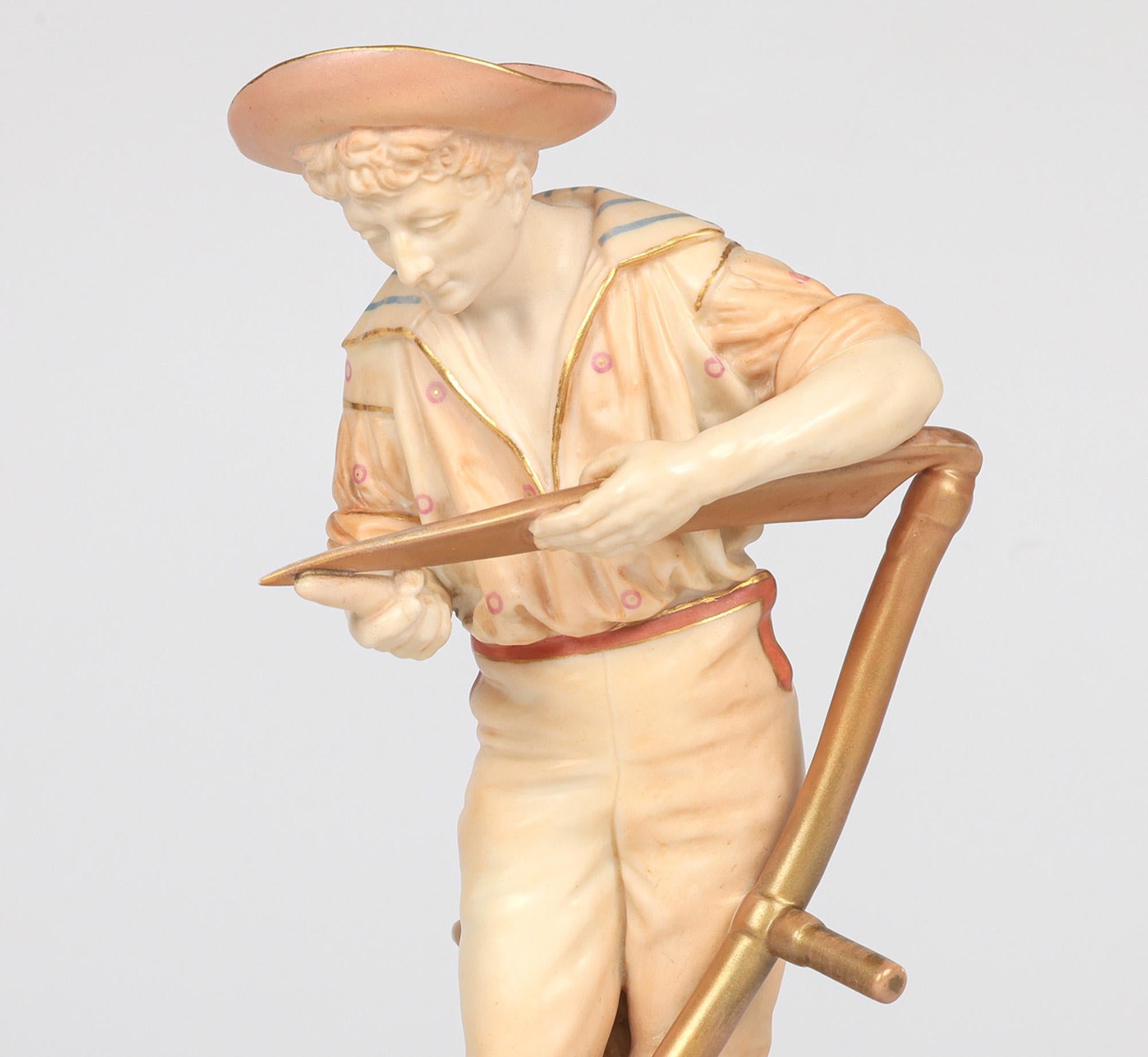 Figuras de campesinos James Hadley Royal Worcester Blush Ivory en venta 5
