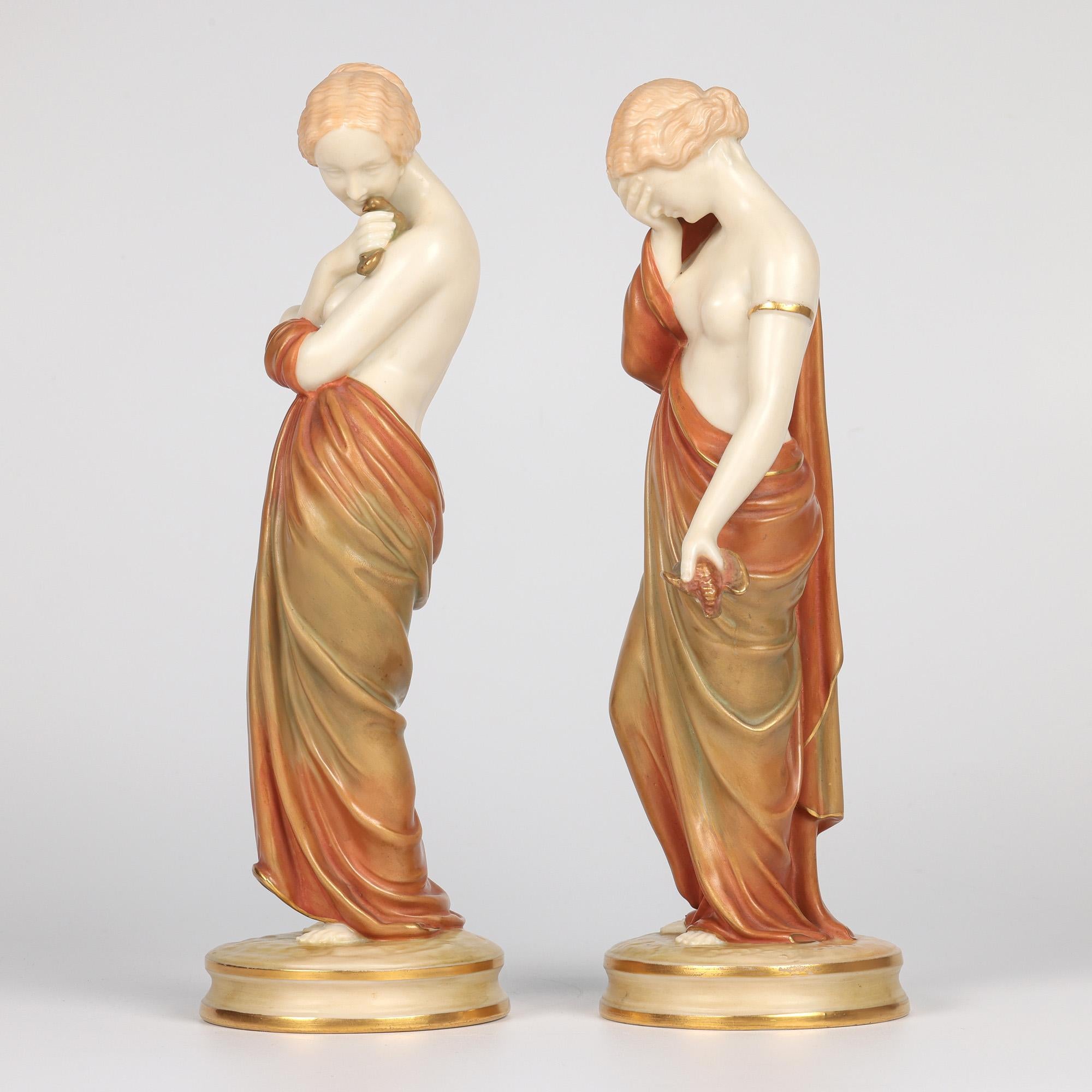 James Hadley Royal Worcester Exceptional Pair Joy and Sorrow Figurines 5