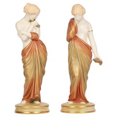James Hadley Royal Worcester Exceptional Pair Joy and Sorrow Figurines