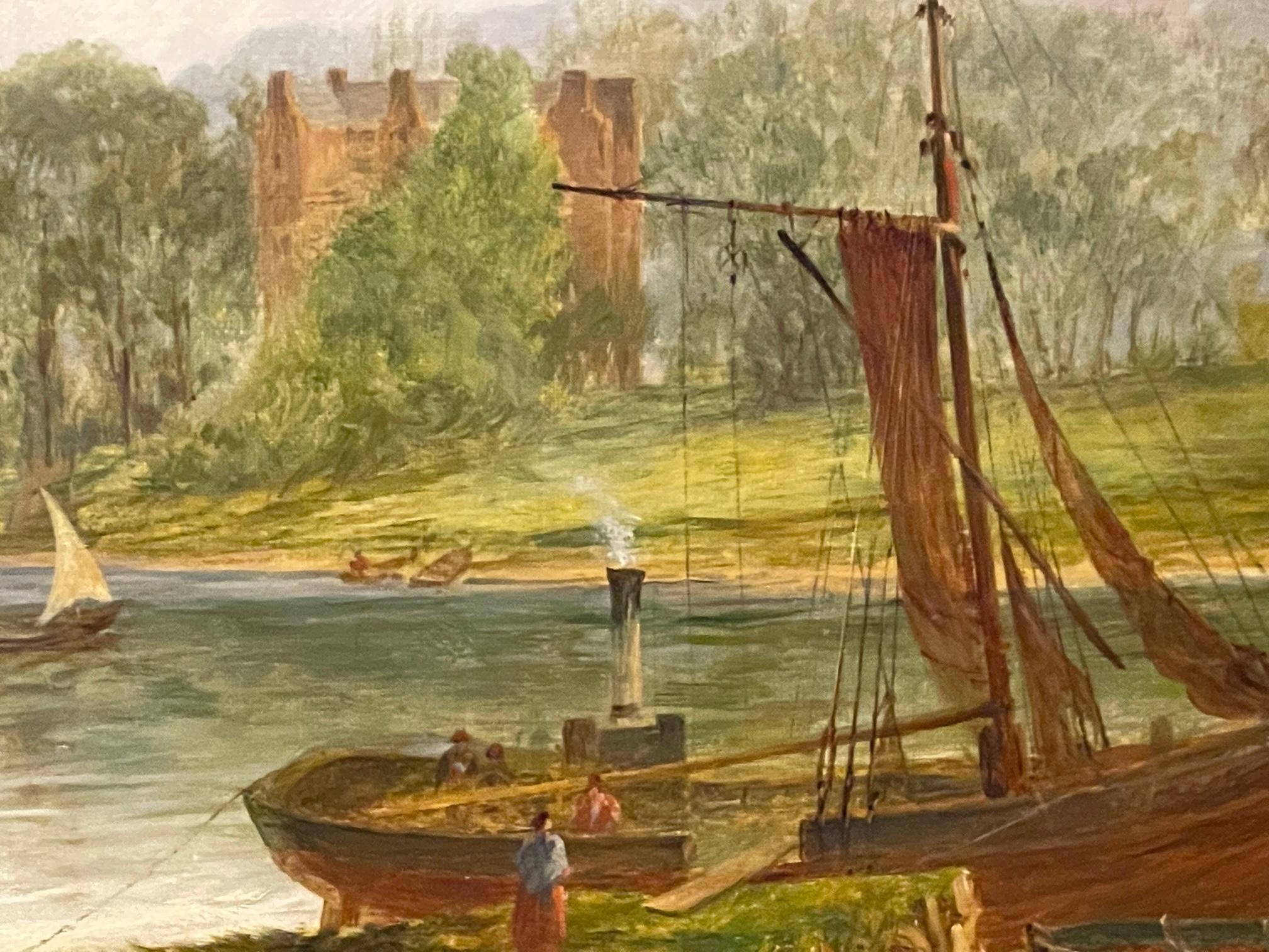 Ferry of the Loaf - Brown Landscape Painting by James Hall Cranstoun