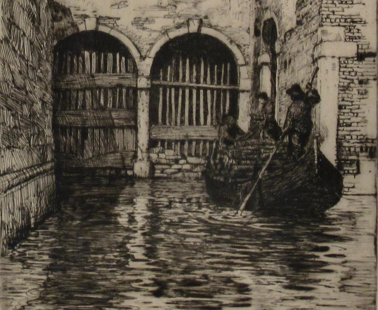 Venetian Scene with Arches - Gray Figurative Print by James Hamilton Mackenzie
