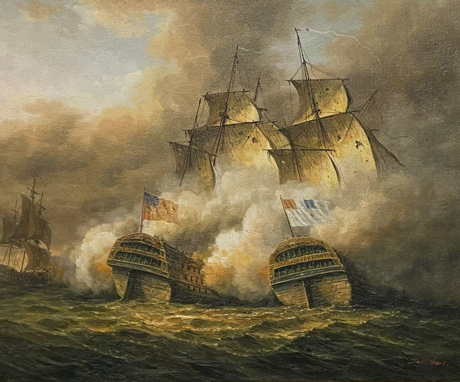 The Battle of Trafalgar - Dramatic Naval Engagement French & British Ships OIL