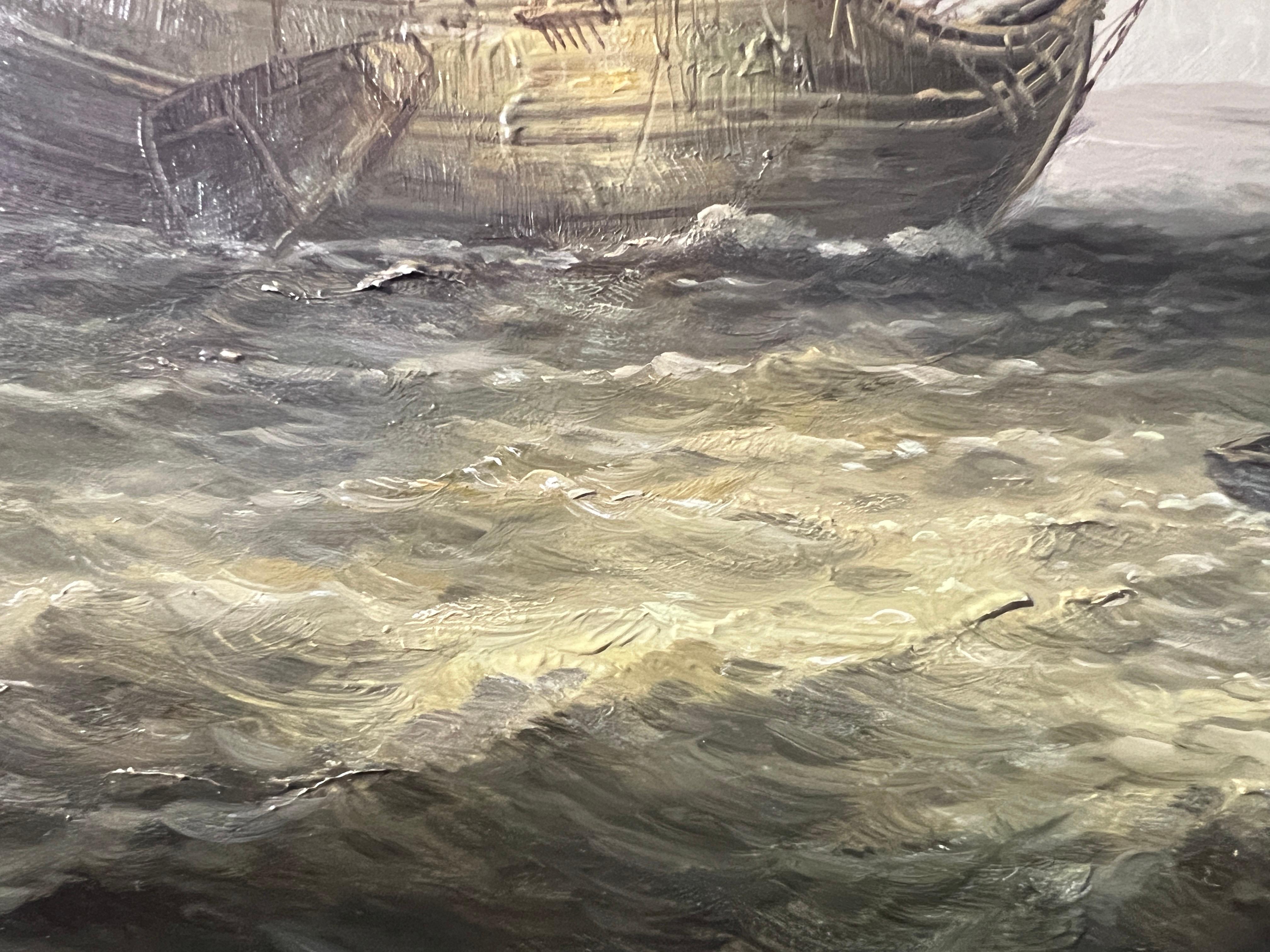 British Artist James Hardy III Original Vintage Oil Painting on board Seascape 9