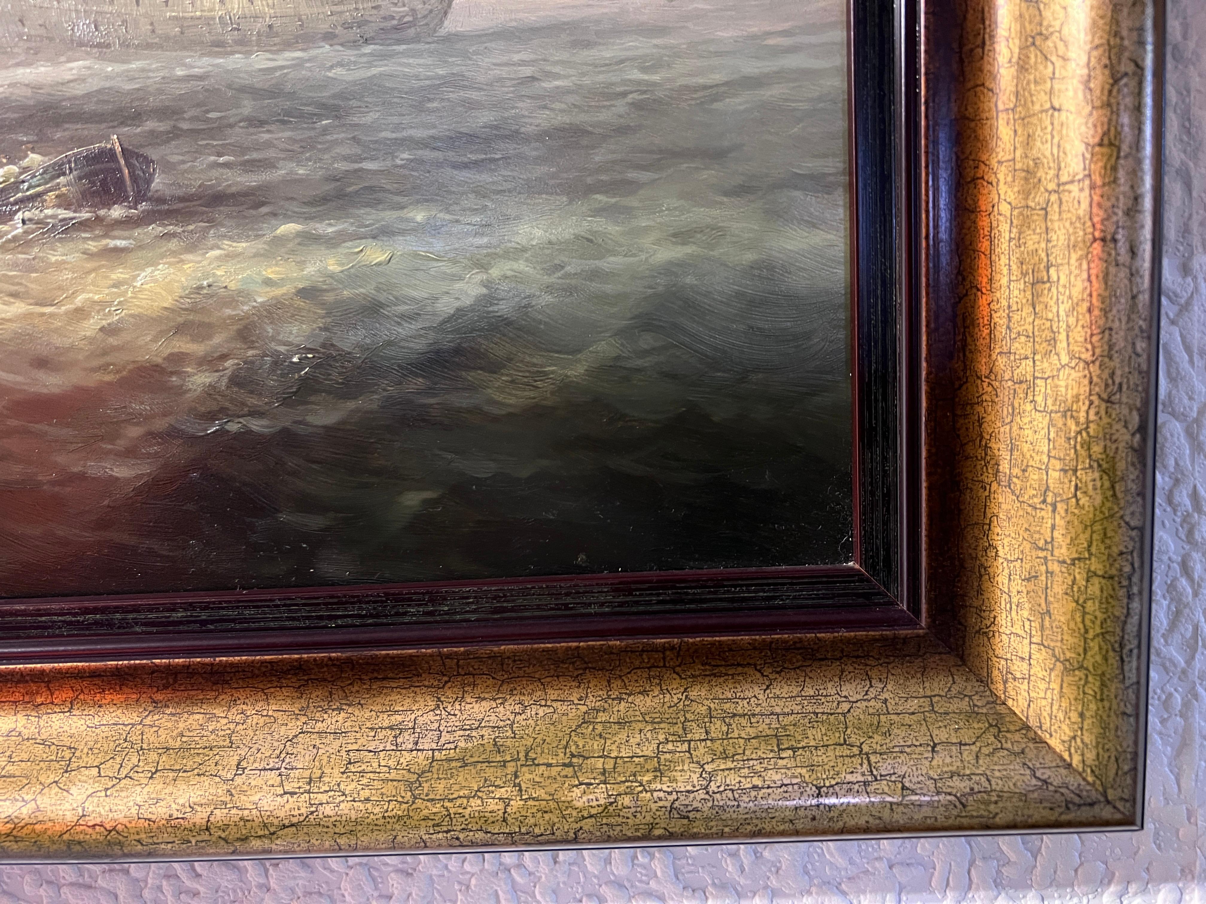 British Artist James Hardy III Original Vintage Oil Painting on board Seascape 6
