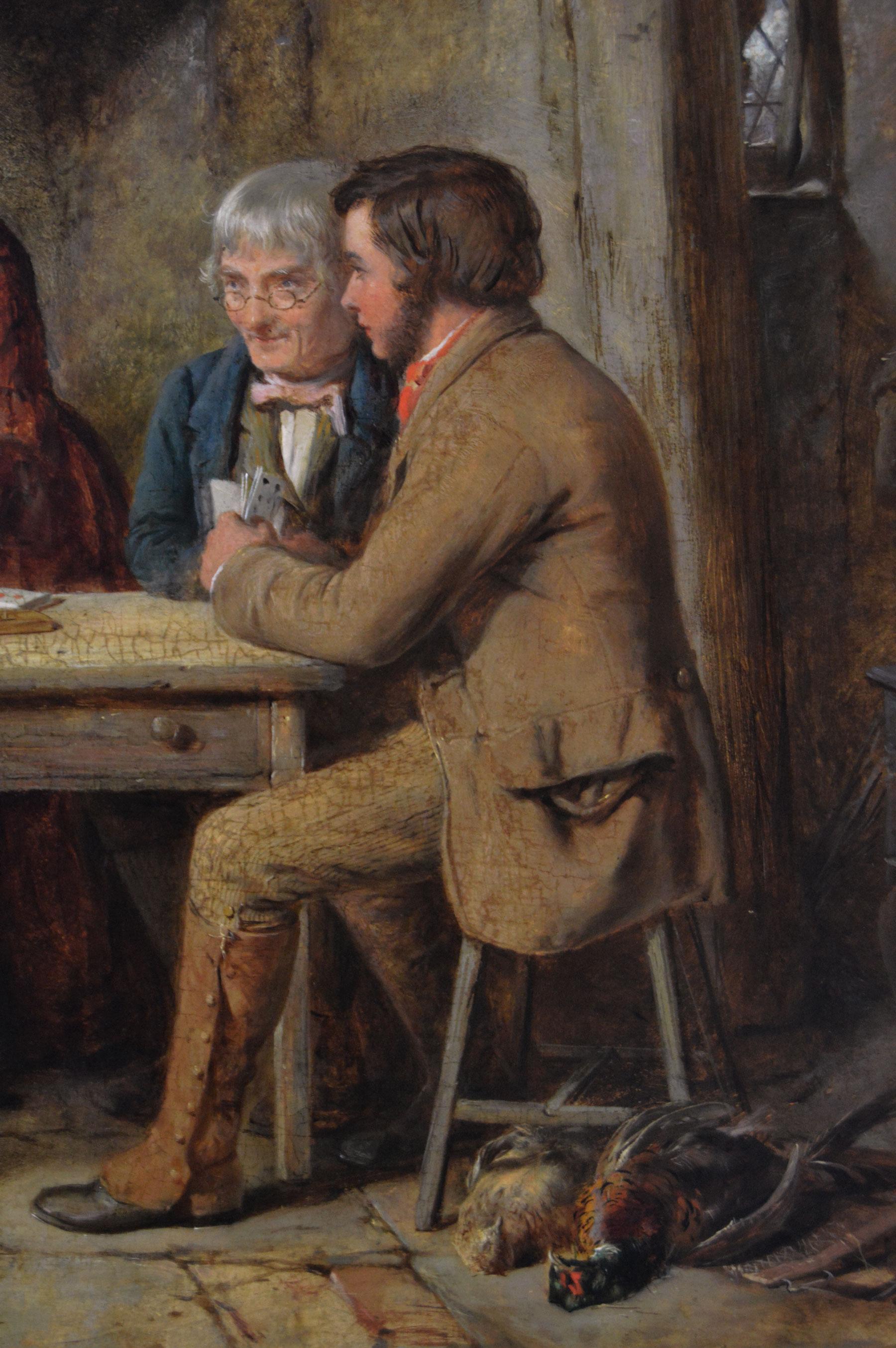 James Hardy Jnr
Britannico, (1832-1889)
Giocare a Cribbage
Olio su pannello, firmato e datato (18)58
Dimensioni dell'immagine: 11,5 pollici x 14,5 pollici 
Dimensioni comprensive di cornice: 20,25 pollici x 23,25 pollici
Provenienza: Mr J Taylor
