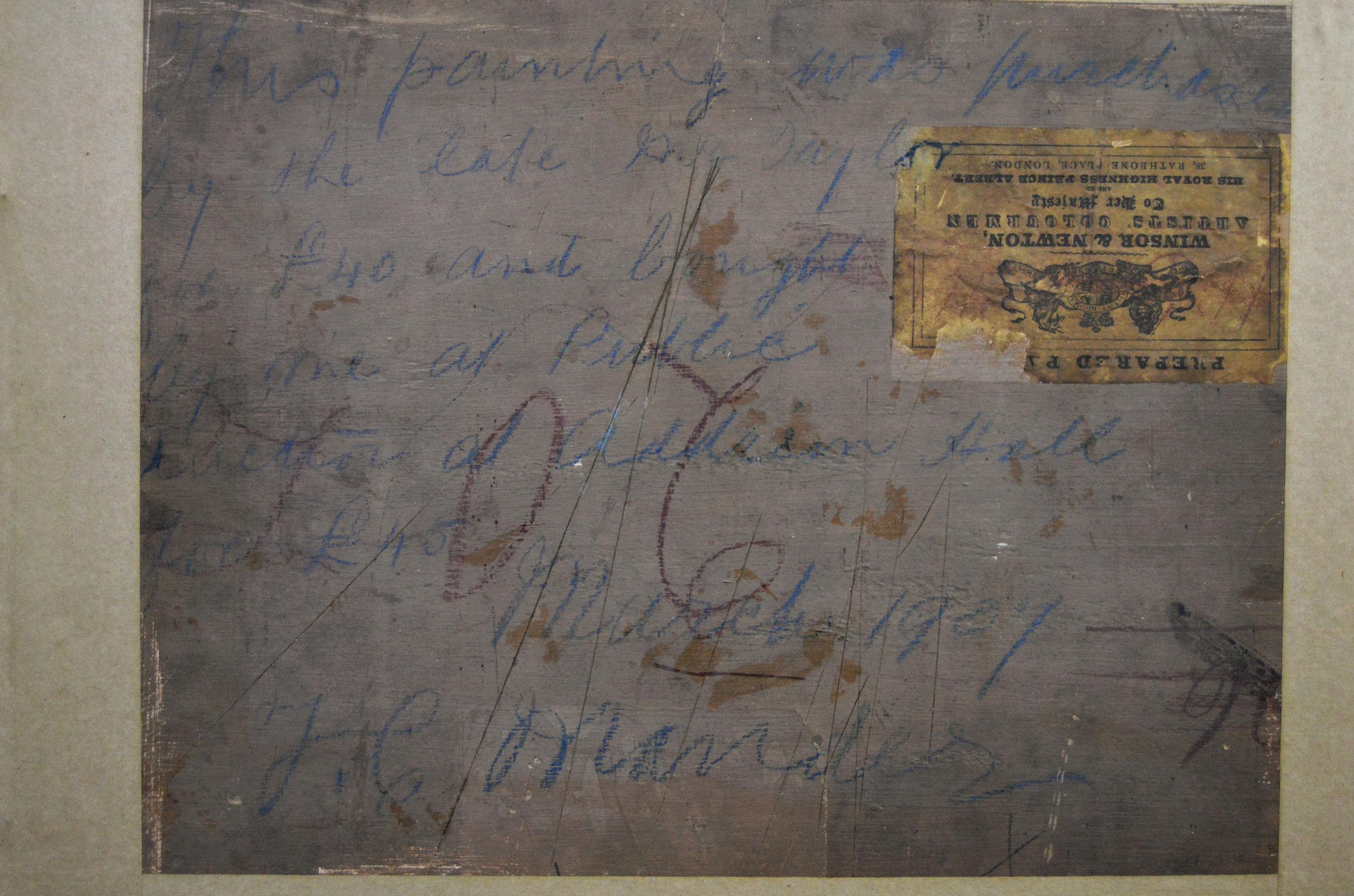 Dipinto a olio di genere del XIX secolo raffigurante una famiglia che gioca a carte in vendita 4
